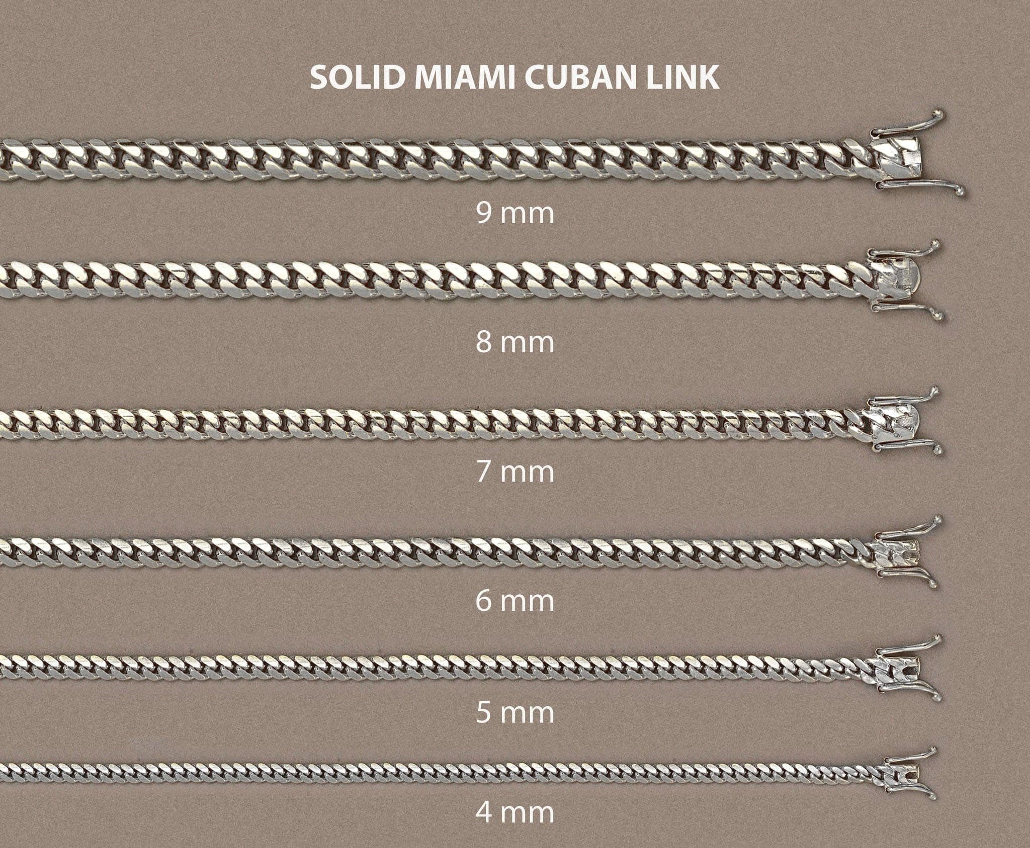 Solid Miami Cuban Link Chain 14K White Gold - Image 6