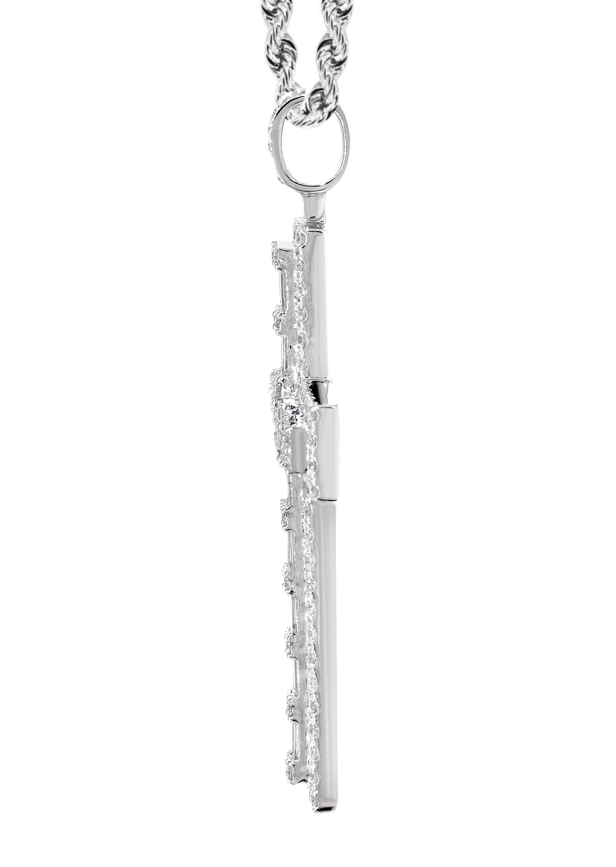 14K White Gold Diamond Cross Necklace | 4.56 Carats - Image 4