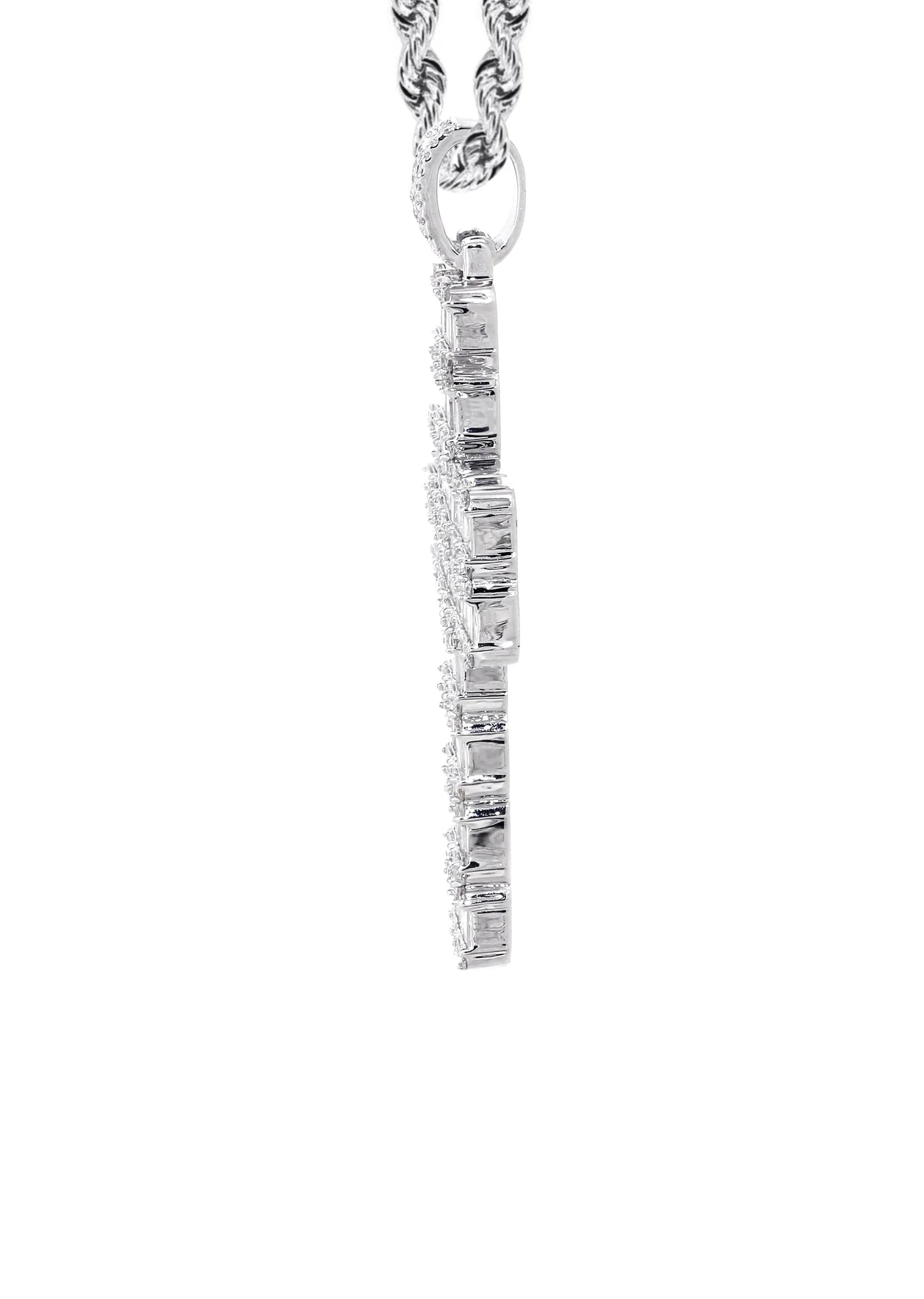 14K White Gold Diamond Cross Necklace | 6.47 Carats - Image 4