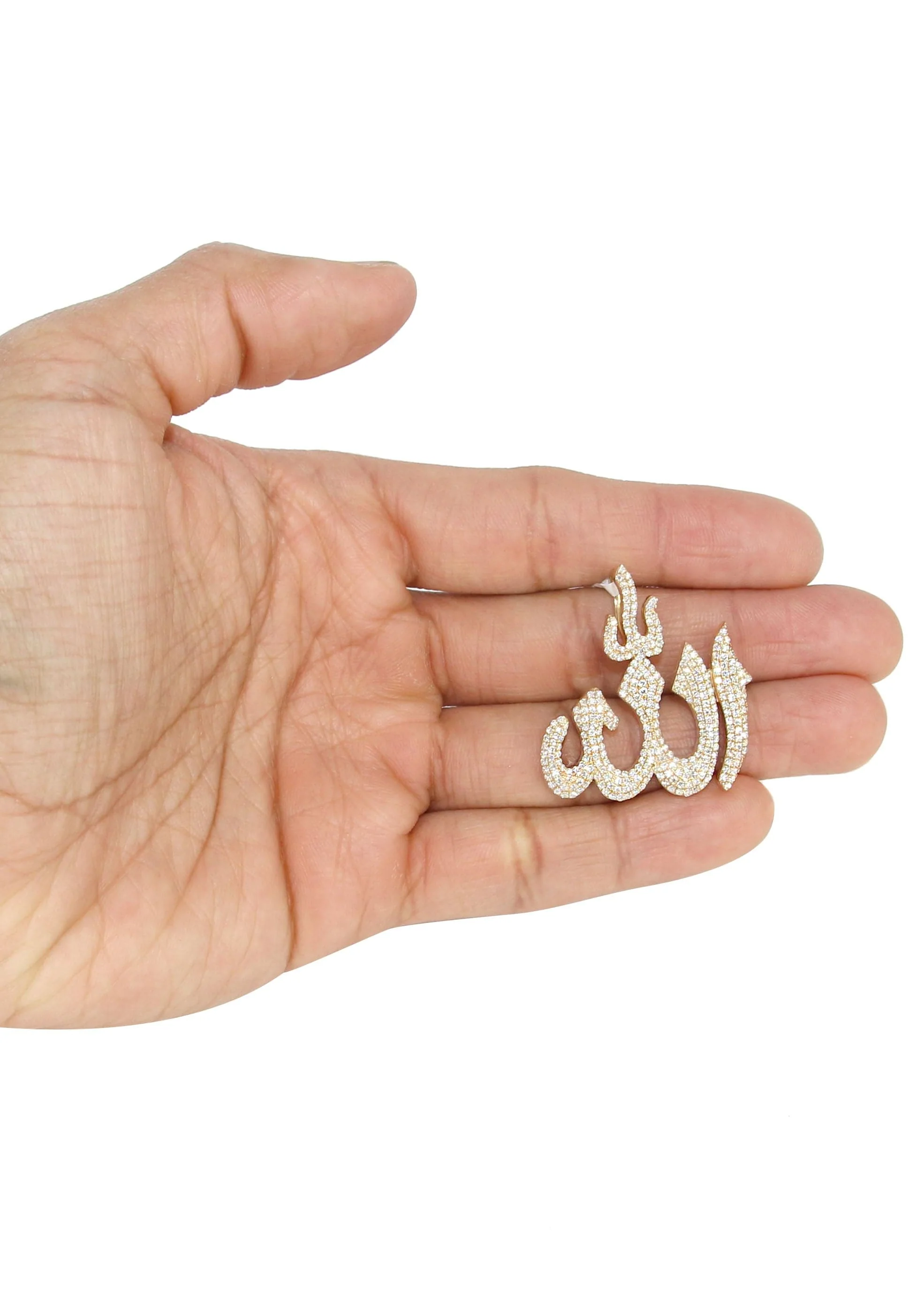 14K Yellow Gold Diamond Allah Necklace | 2.1 Carats - Image 5