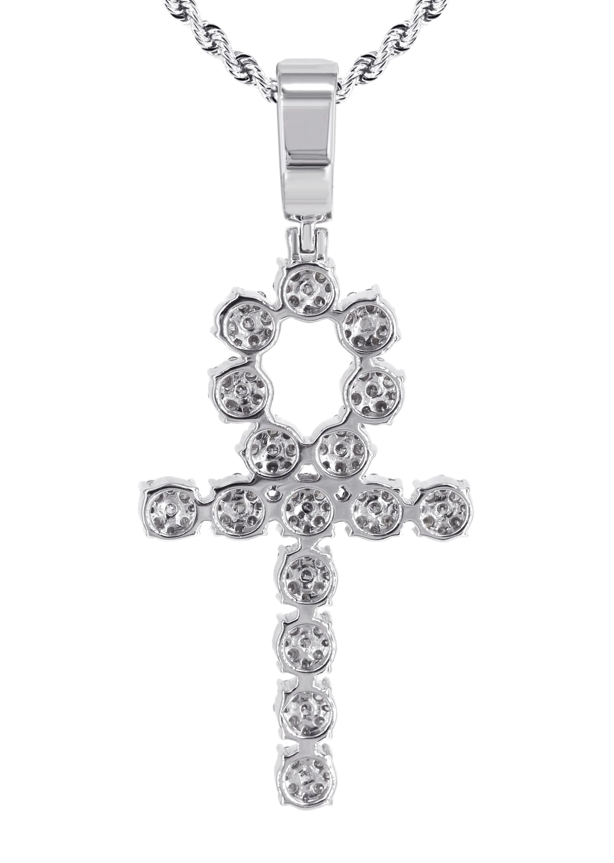 14K White Gold Diamond Ankh Necklace | 1.75 Carats - Image 3