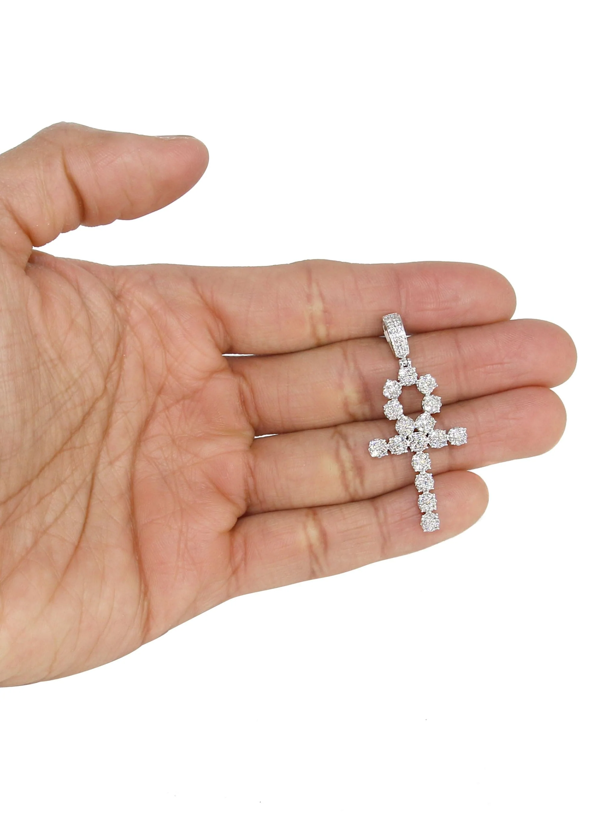 14K White Gold Diamond Ankh Necklace | 1.75 Carats - Image 5