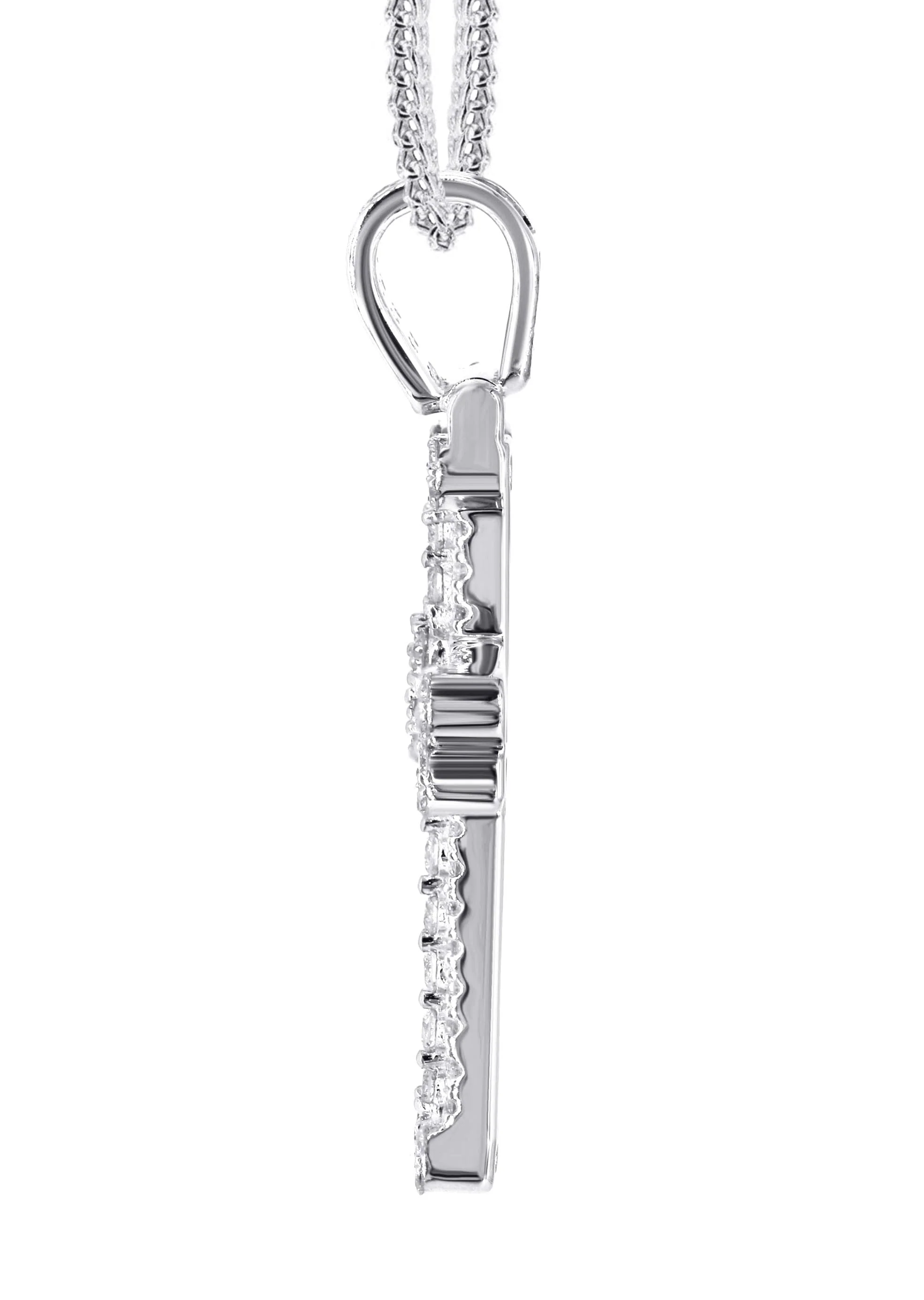 14K White Gold Diamond Cross Necklace | 1.04 Carats - Image 4