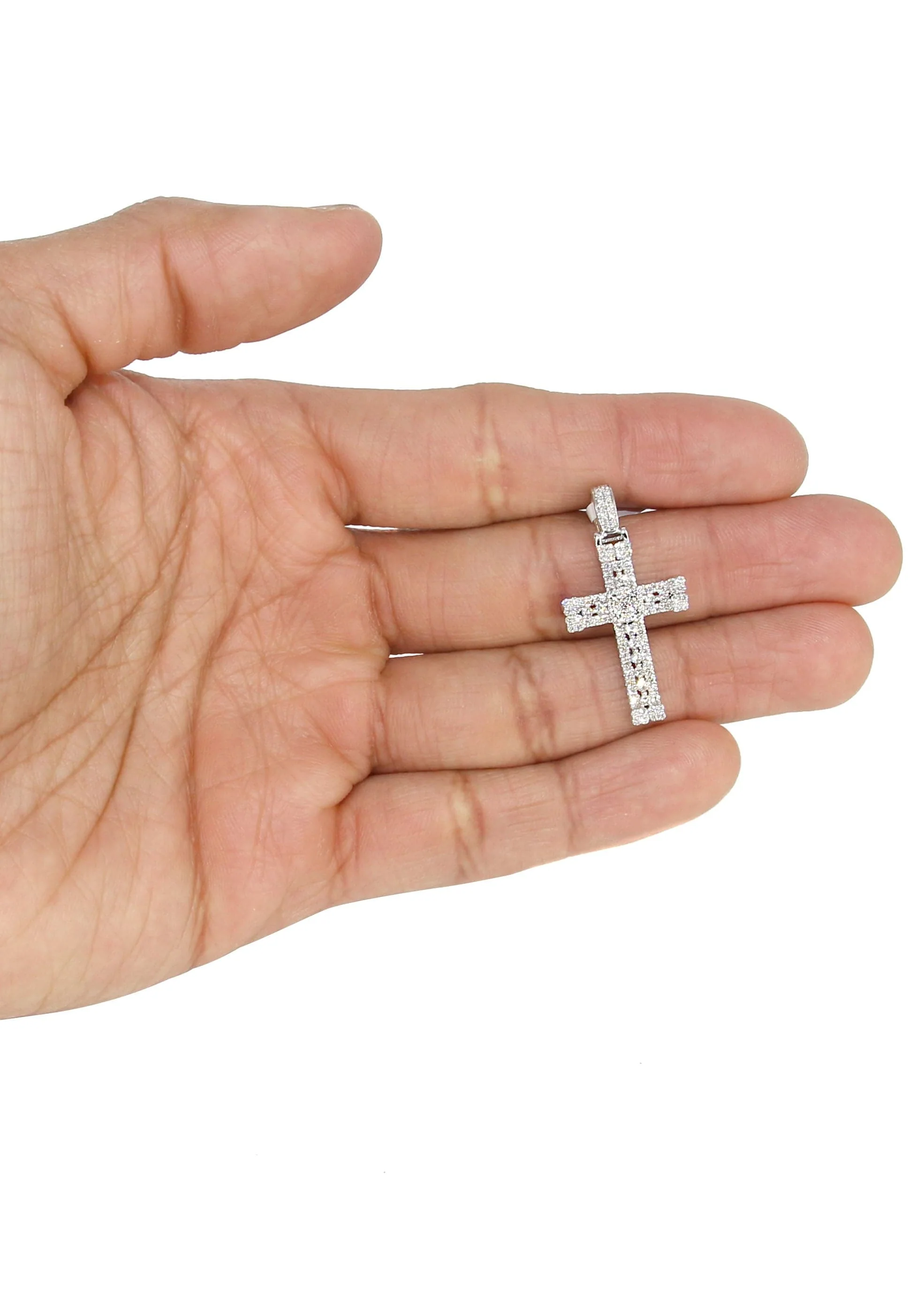 14K White Gold Diamond Cross Necklace | 1.04 Carats - Image 5