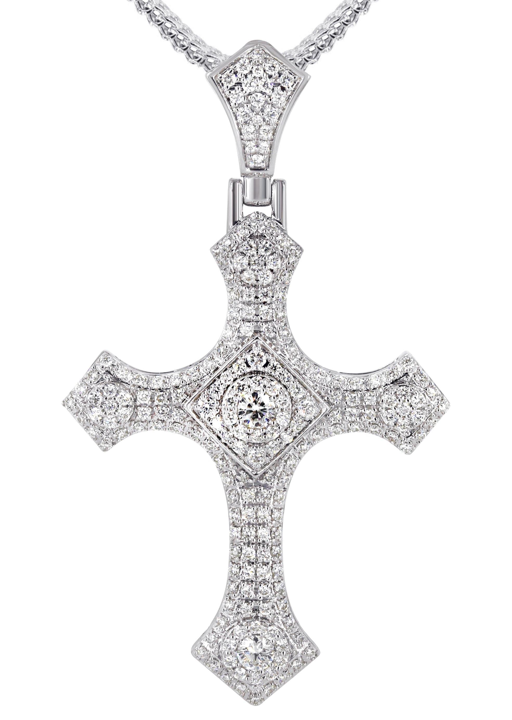14K White Gold Diamond Cross Necklace | 1.46 Carats - Image 2