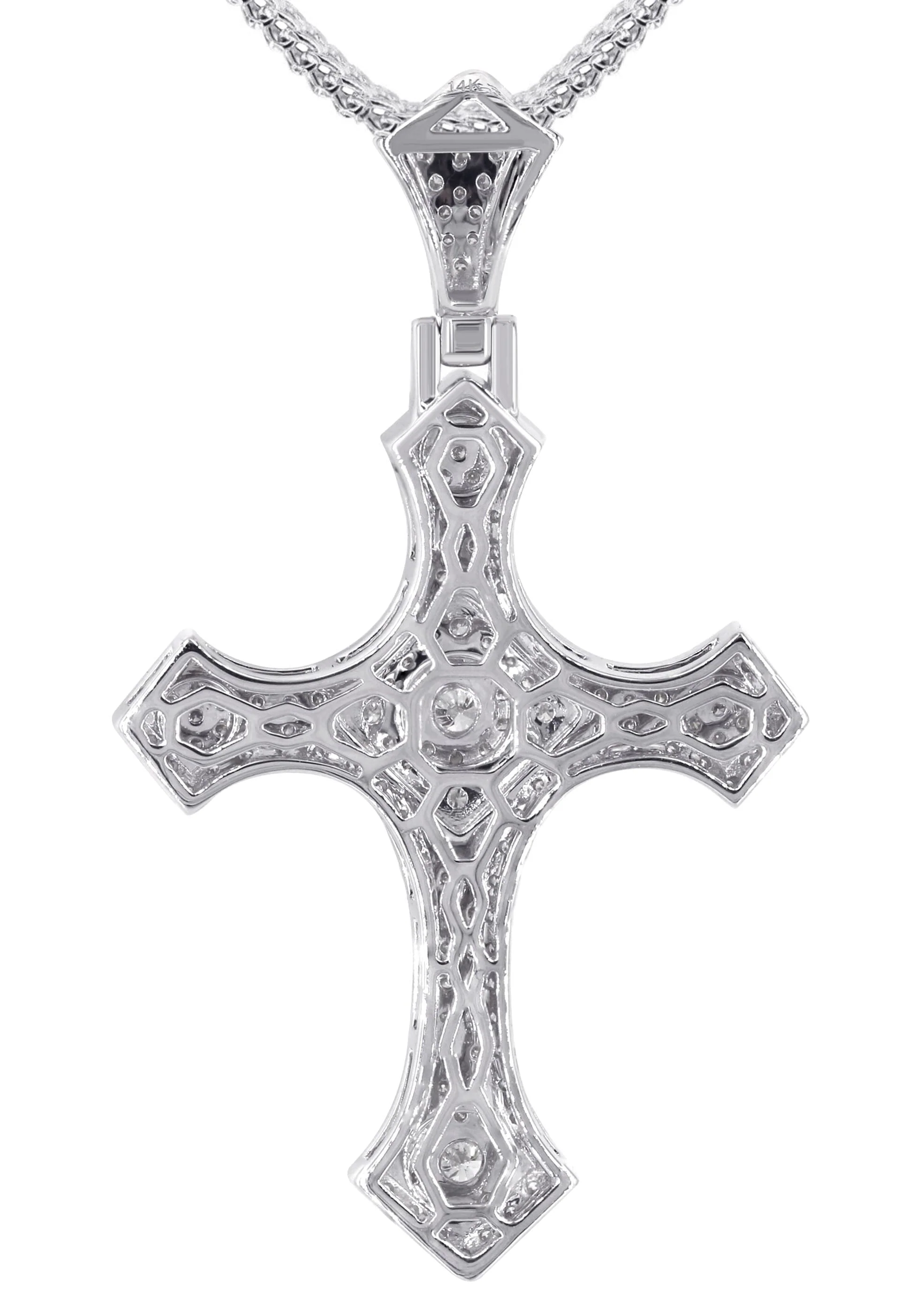 14K White Gold Diamond Cross Necklace | 1.46 Carats - Image 3
