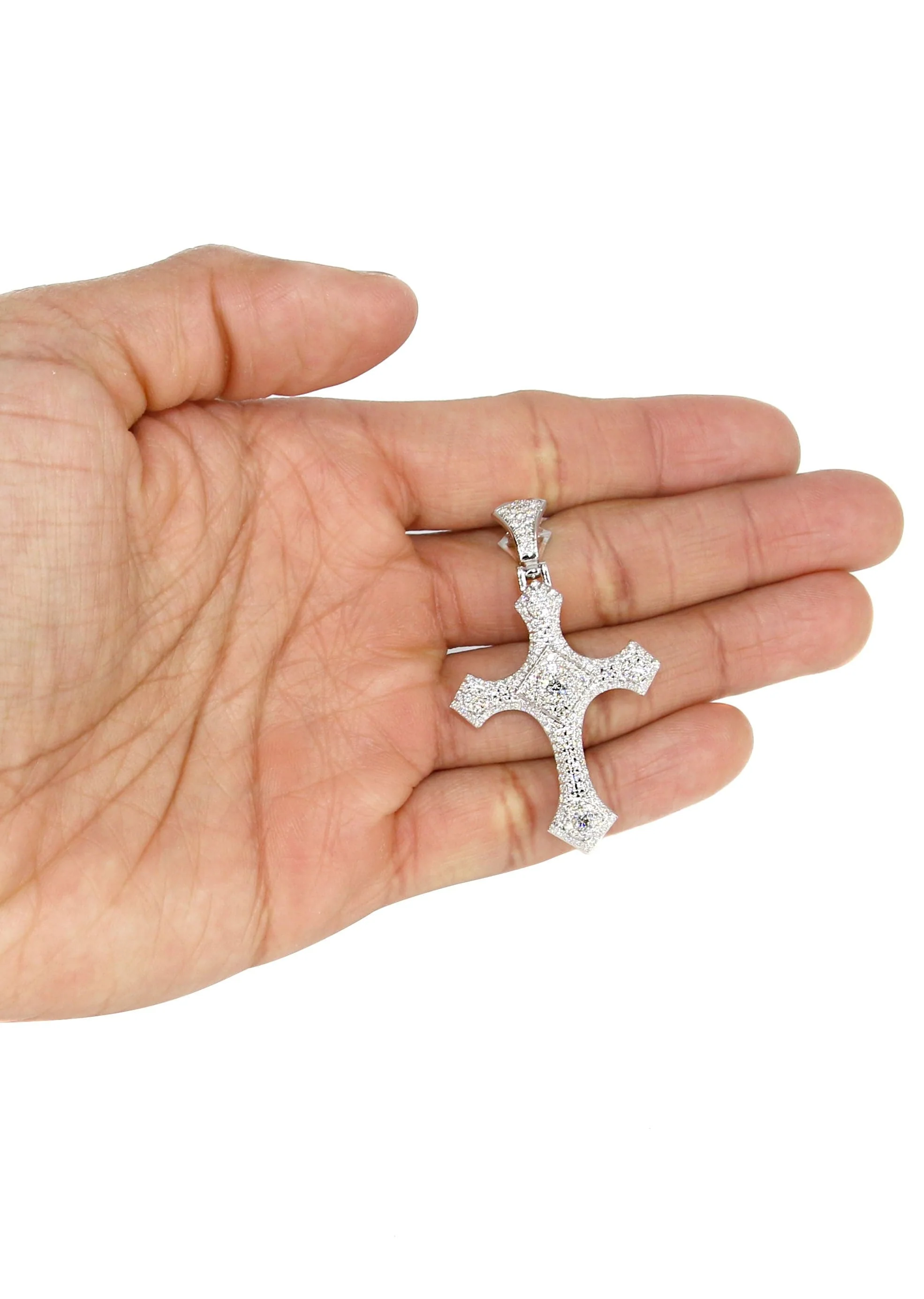 14K White Gold Diamond Cross Necklace | 1.46 Carats - Image 5
