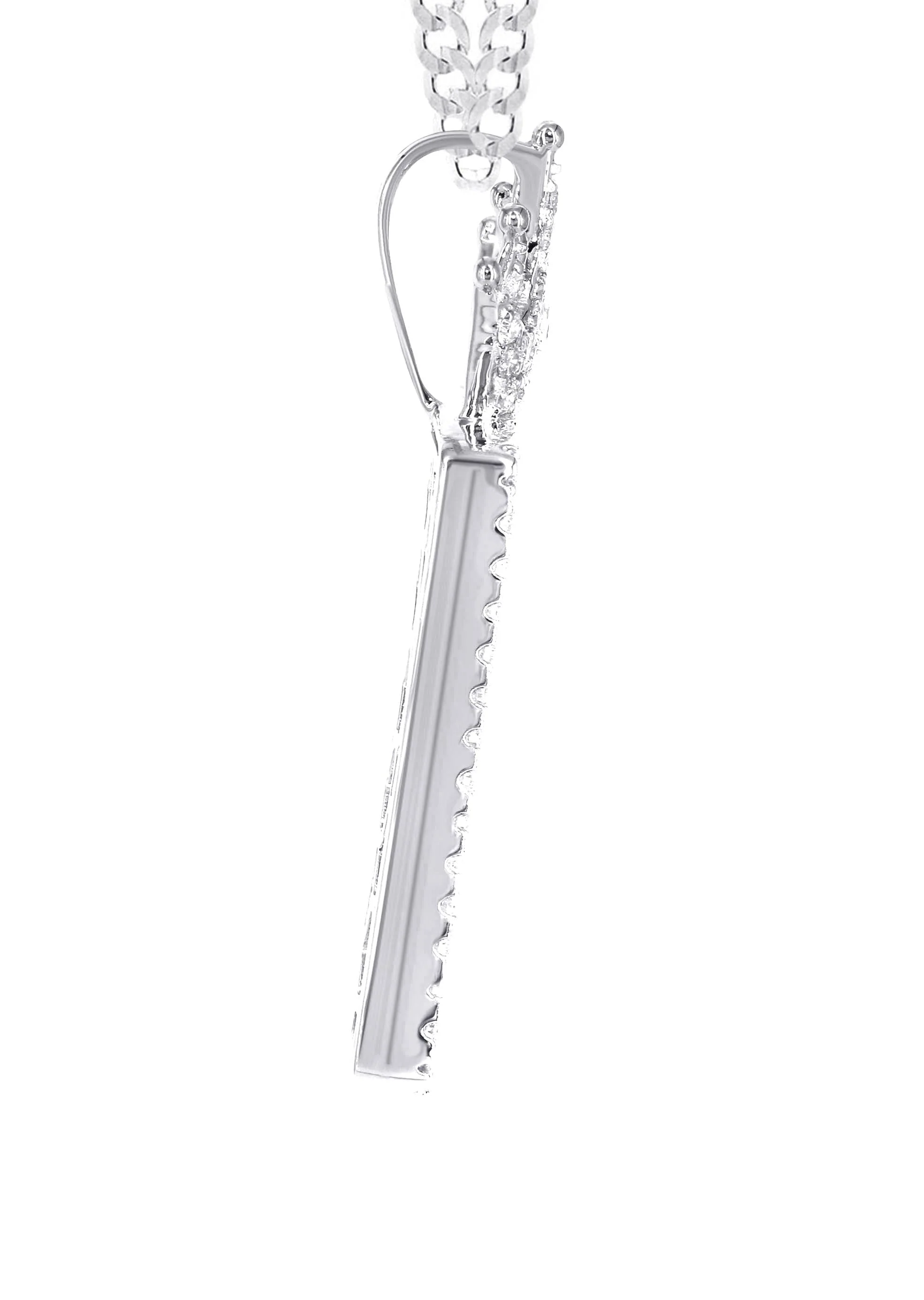 14K White Gold Diamond Crown Dog Tag Picture Pendant Necklace | 1.4 Carats | Appx. 17.2 Grams - Image 3