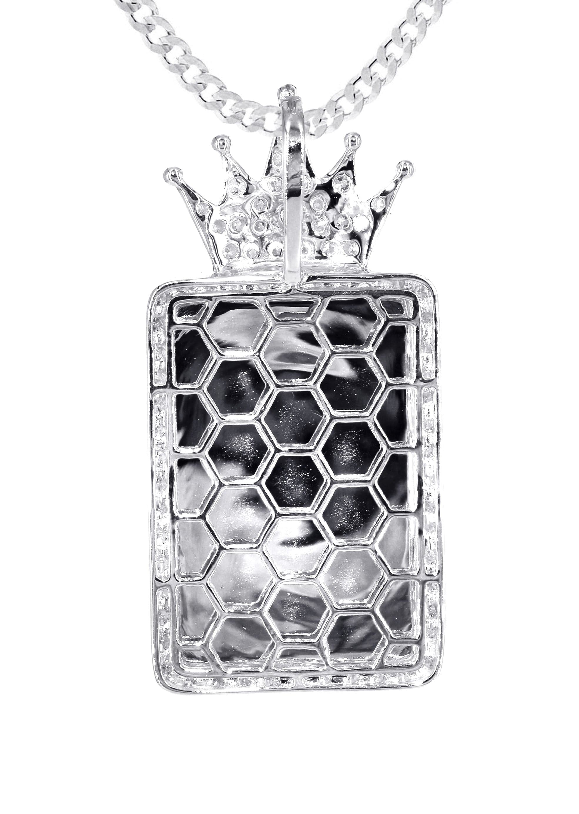 14K White Gold Diamond Crown Dog Tag Picture Pendant Necklace | 1.4 Carats | Appx. 17.2 Grams - Image 4