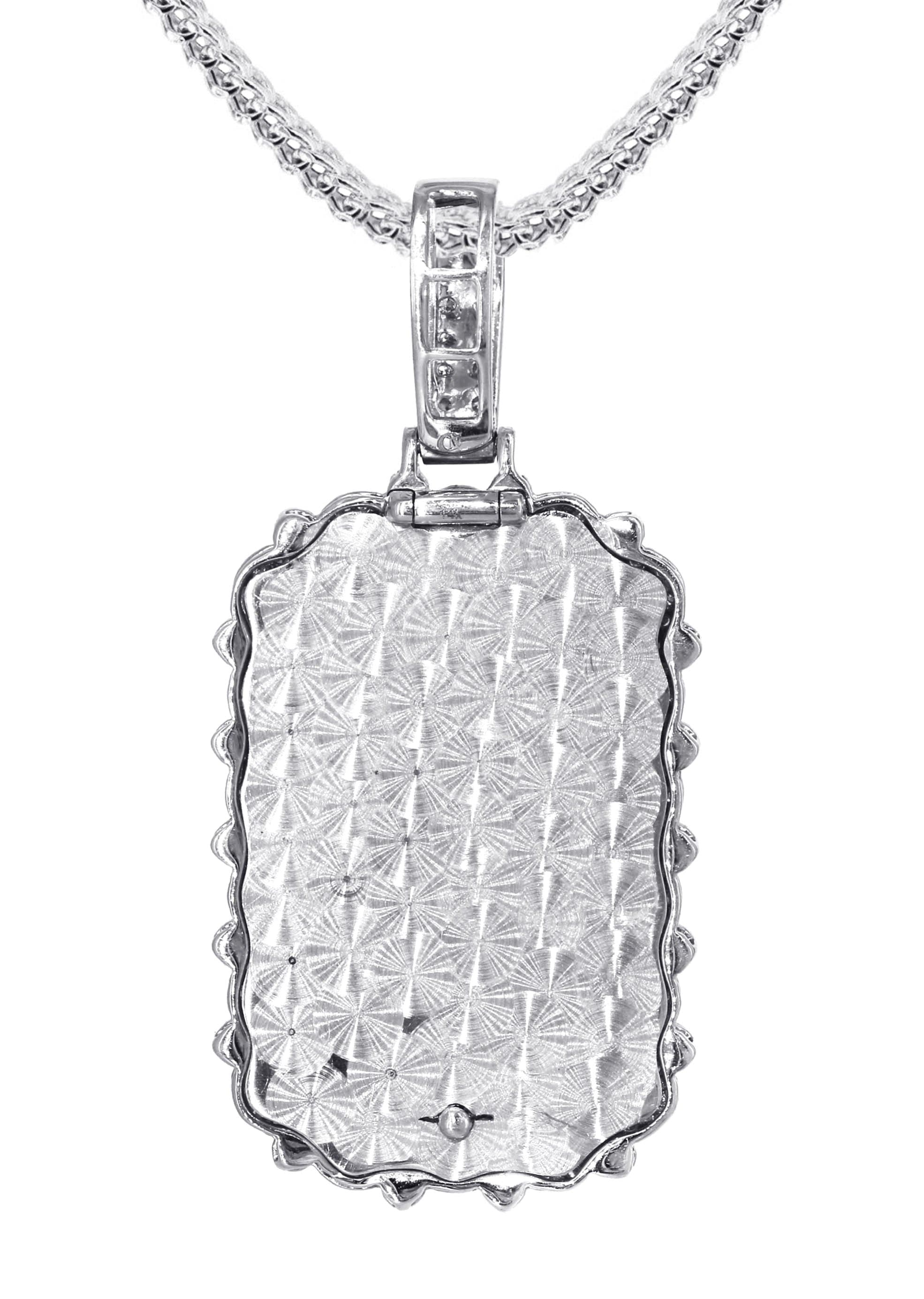 14K White Gold Diamond Dog Tag Necklace | 3.22 Carats - Image 3