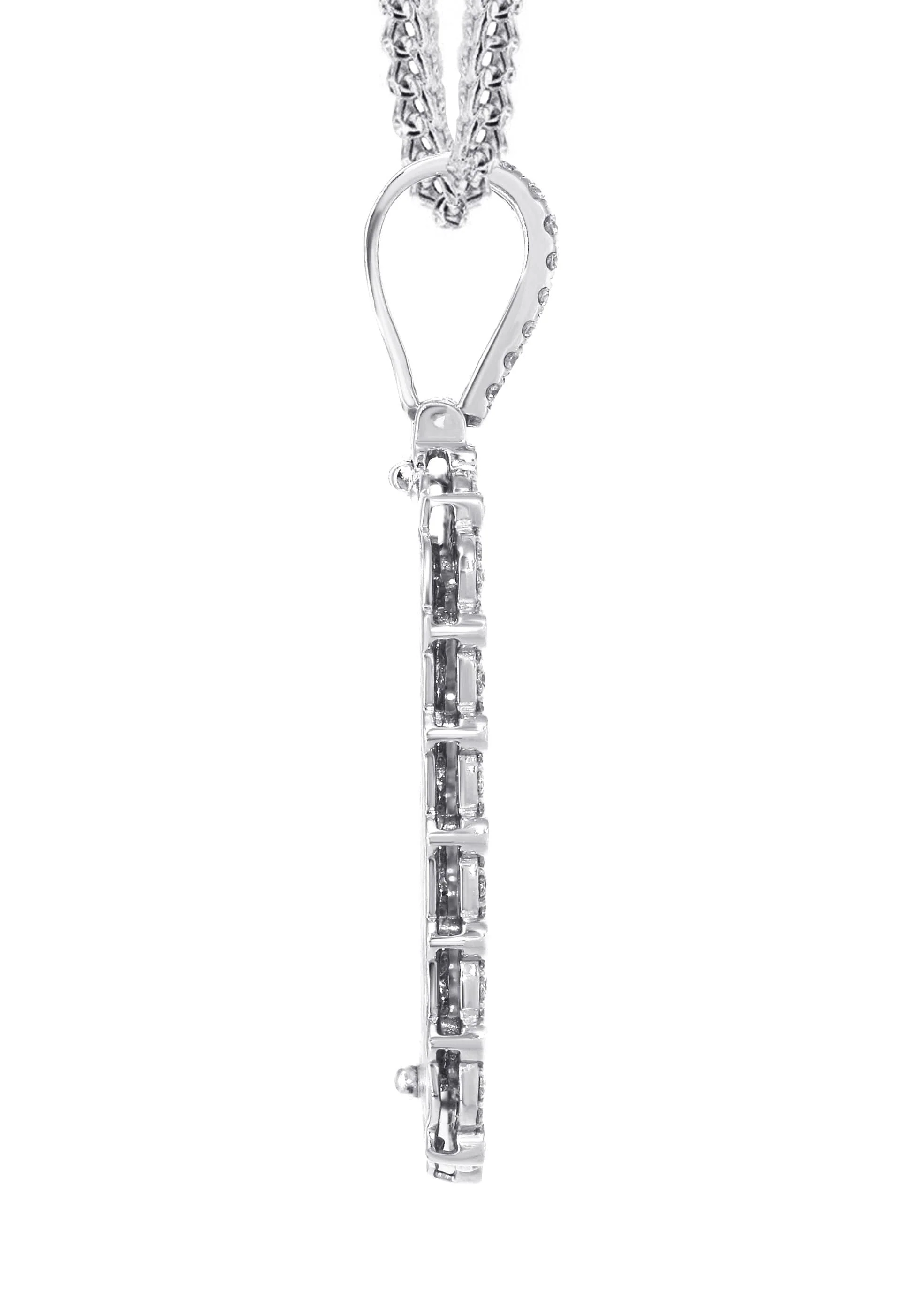 14K White Gold Diamond Dog Tag Necklace | 3.22 Carats - Image 4