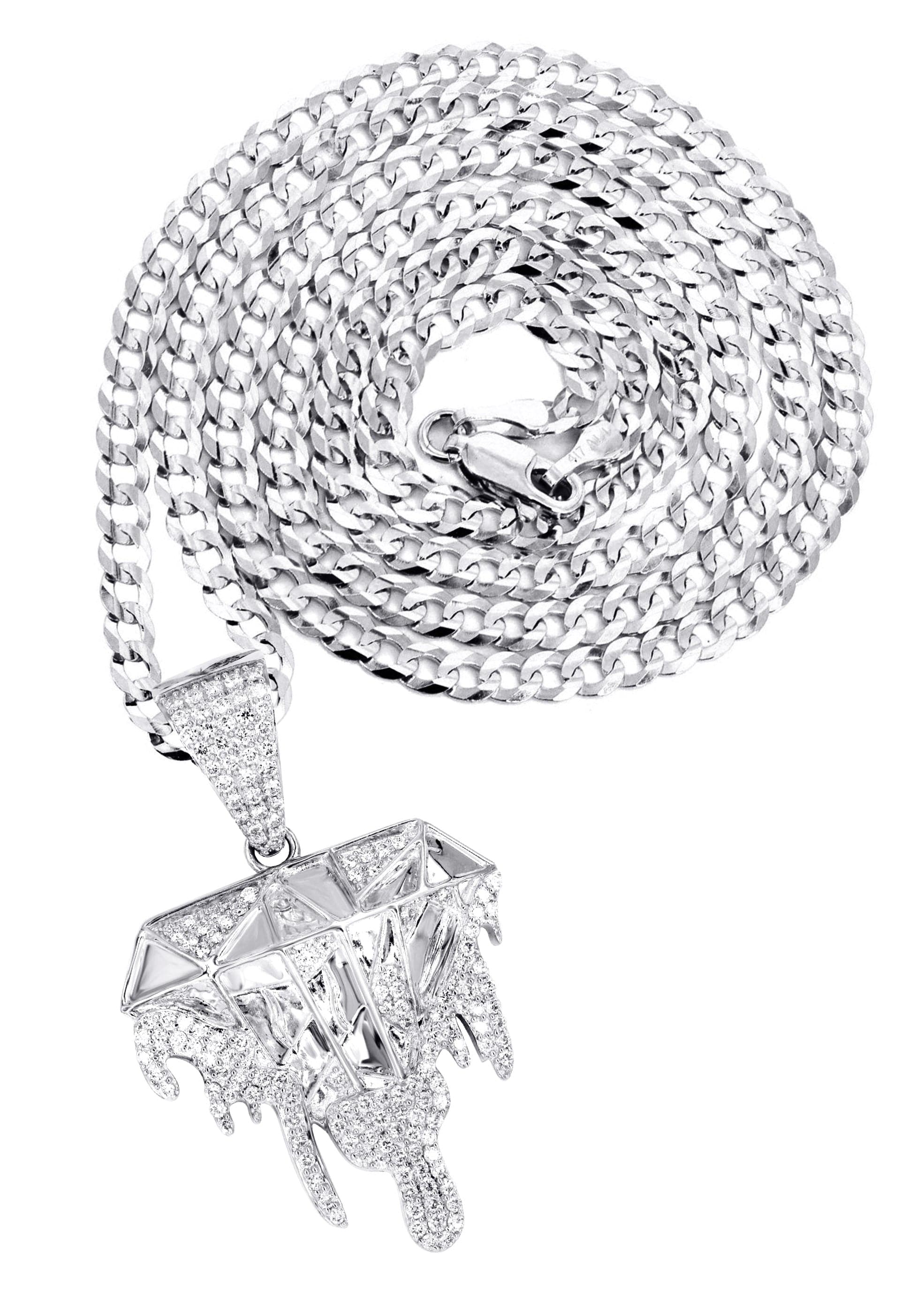 14K White Gold Diamond Drip Necklace | 1.85 Carats