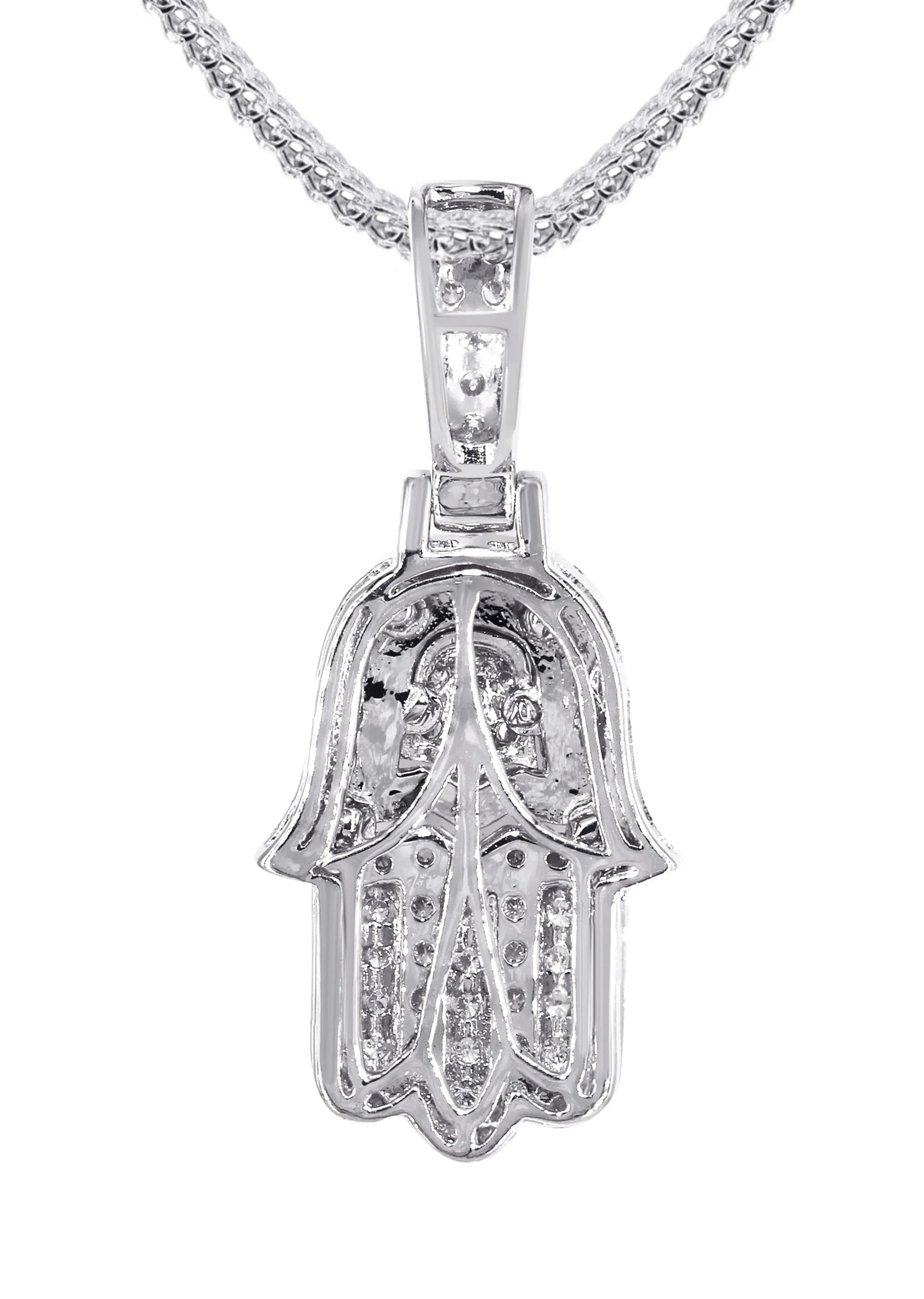 14K White Gold Diamond Hamsa Necklace | 1.25 Carats - Image 3