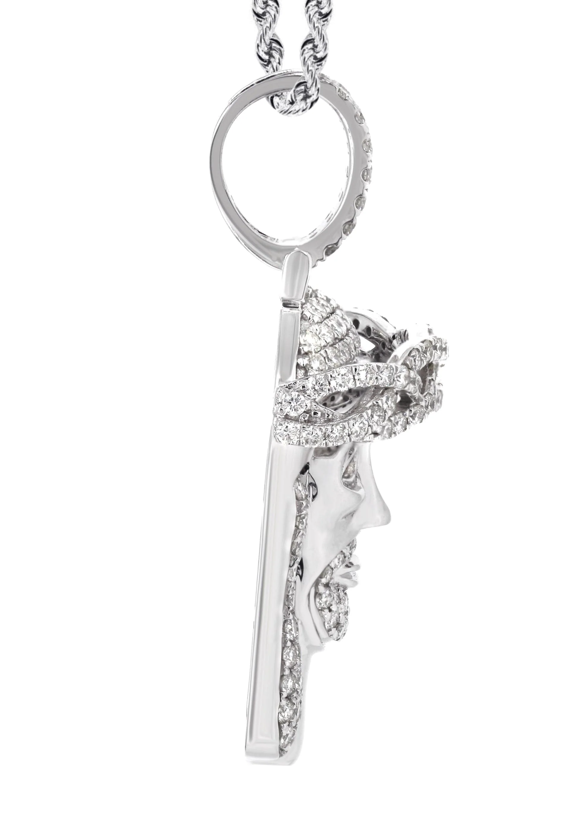 14K White Gold Diamond Jesus Head Necklace | 2.85 Carats - Image 4