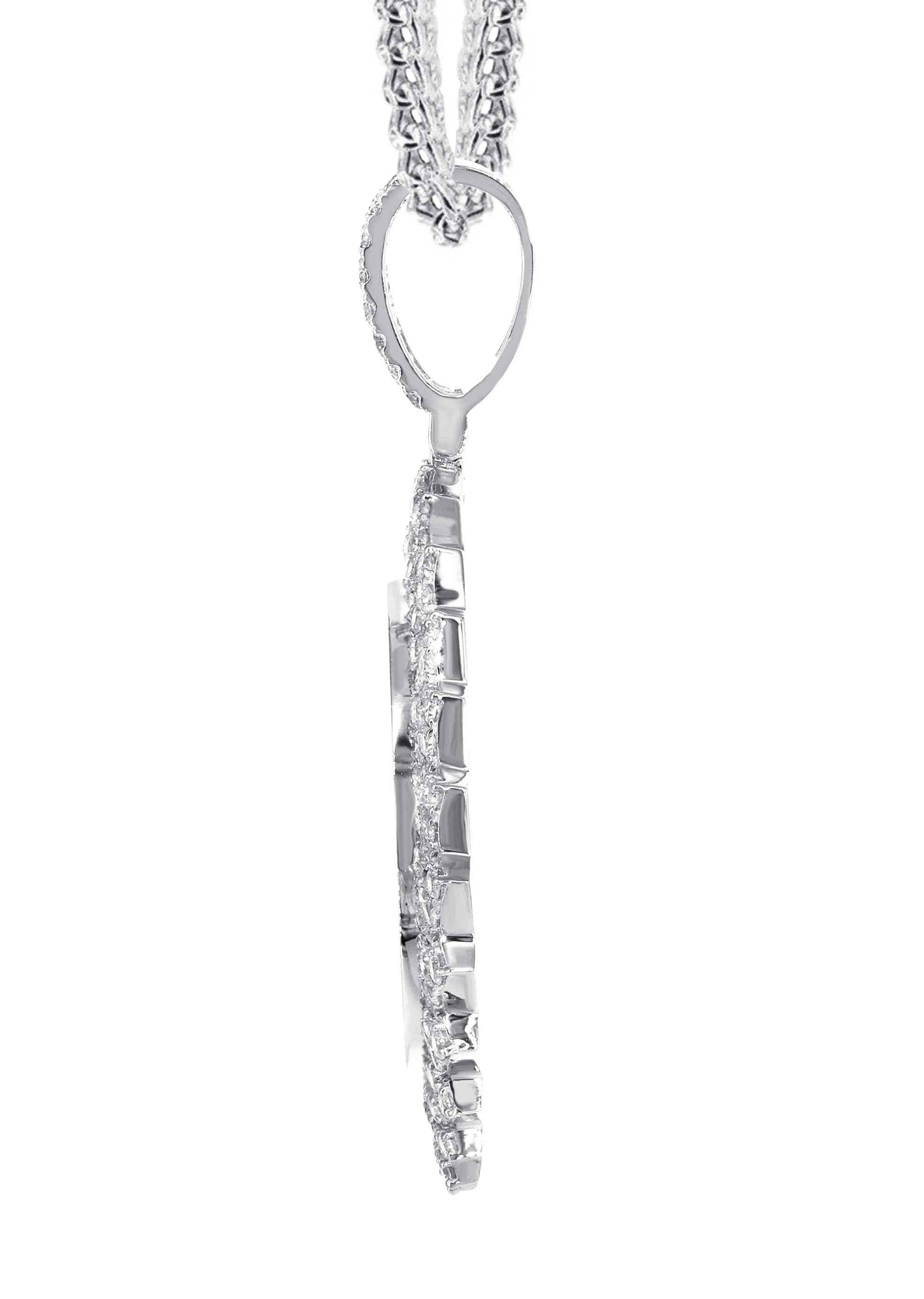 14K White Gold Diamond Round Picture Pendant Necklace | 3.85 Carats | Appx. 12.5 Grams - Image 4