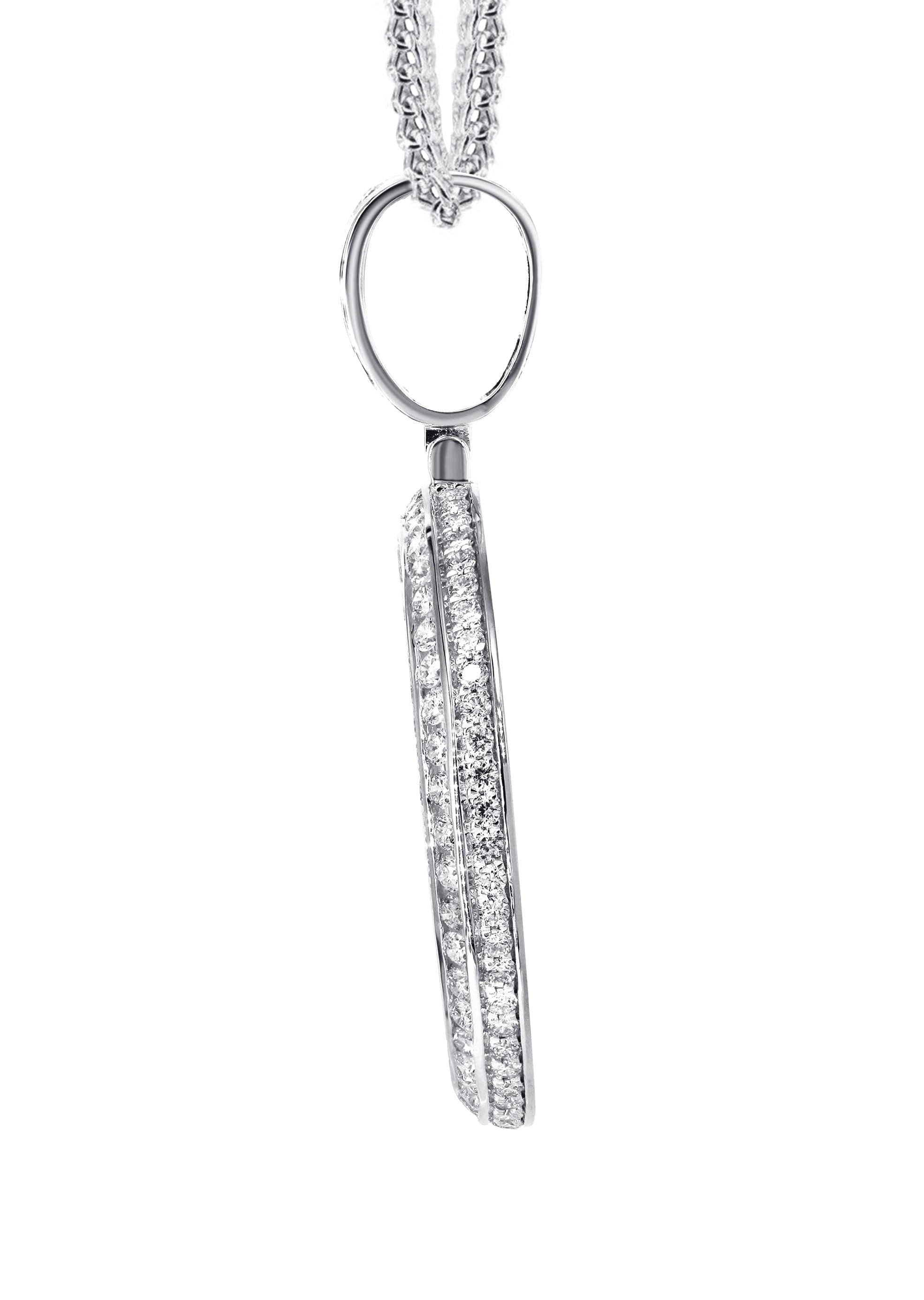 14K White Gold Diamond Round Picture Pendant Necklace | 4.25 Carats | Appx. 21 Grams - Image 4