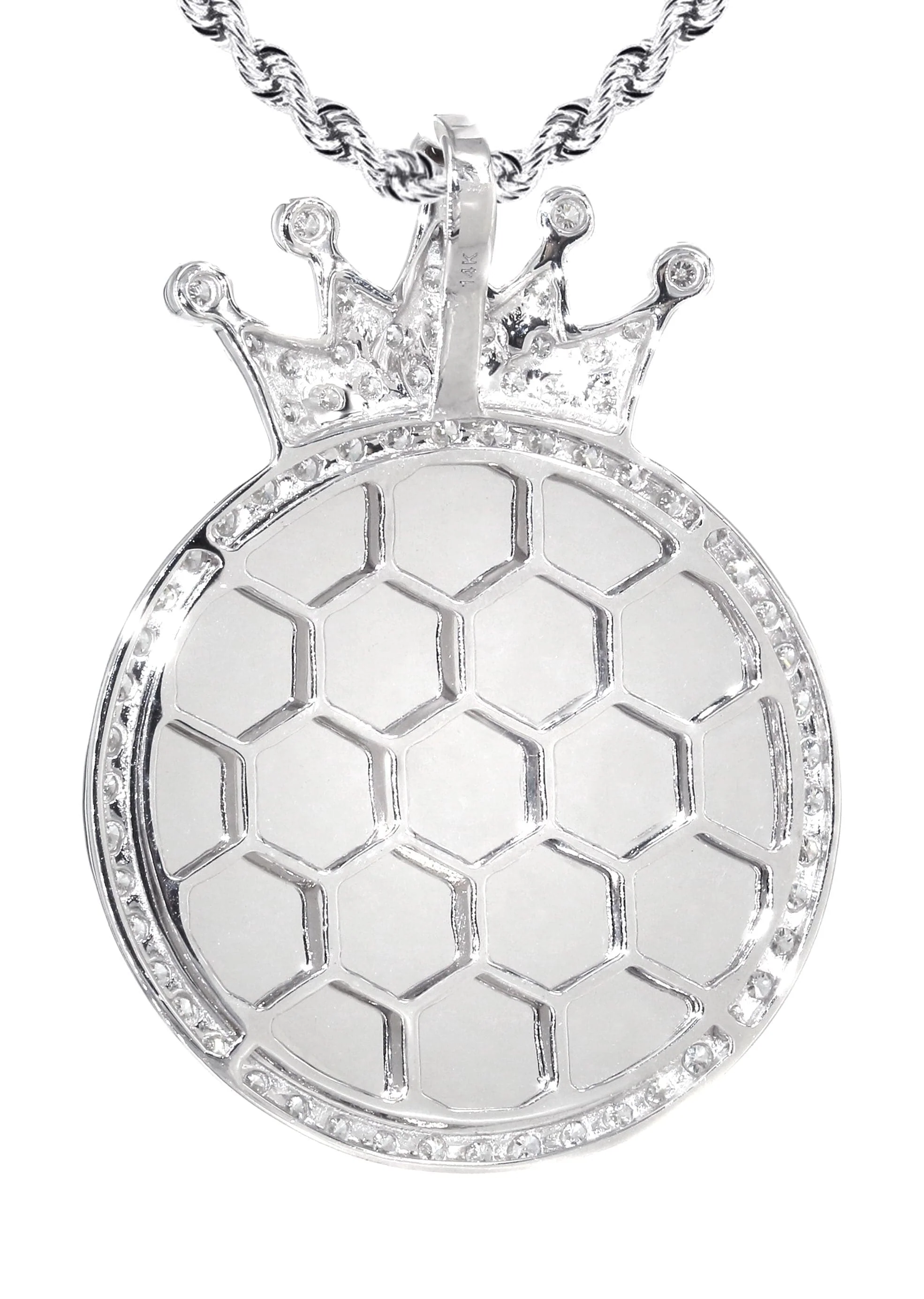 14K White Gold Diamond Round Picture Pendant Necklace | 3.11 Carats | Appx. 20.6 Grams - Image 3