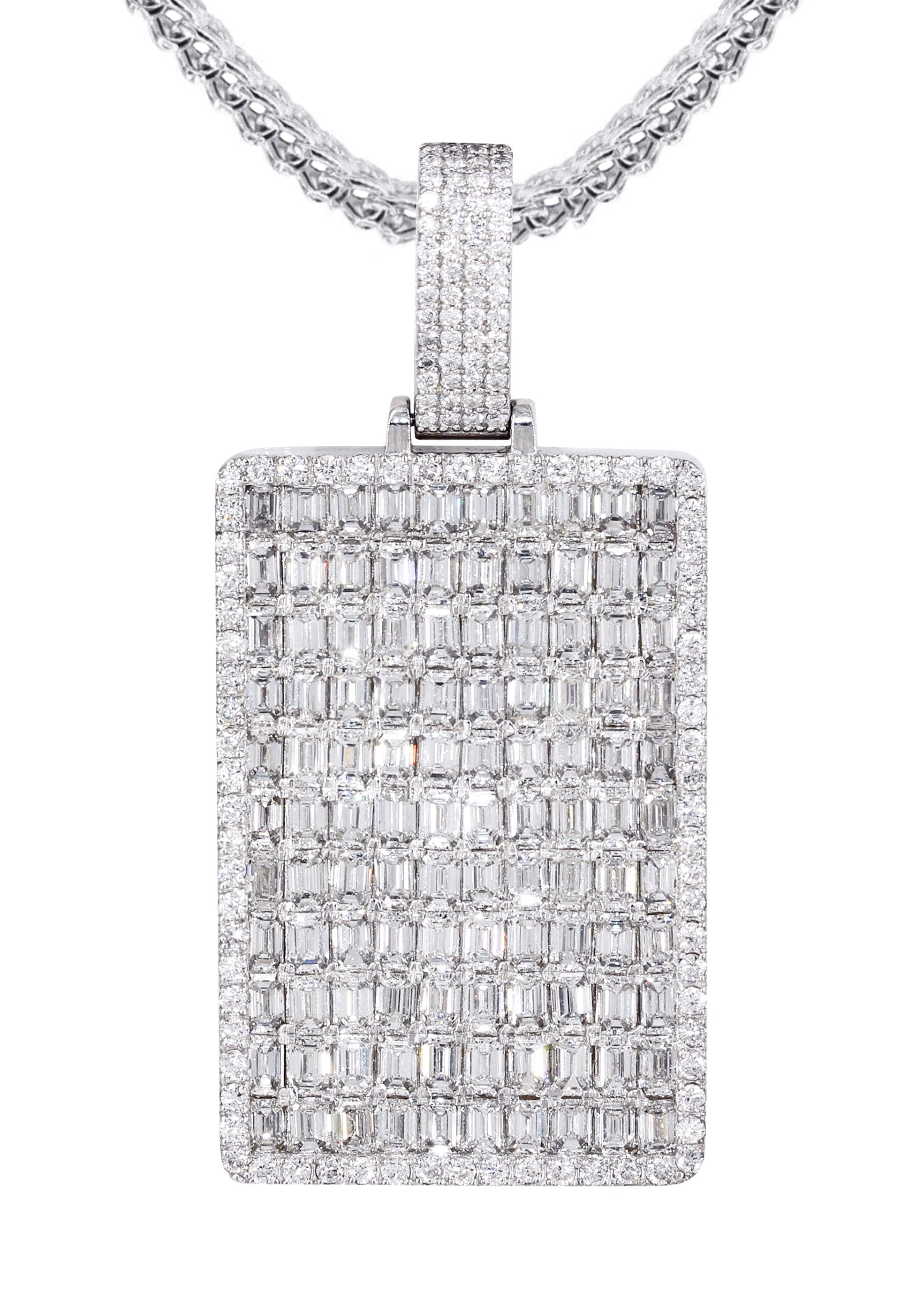 14K White Gold Dog Tag Diamond Necklace | 10.8 Carats - Image 2