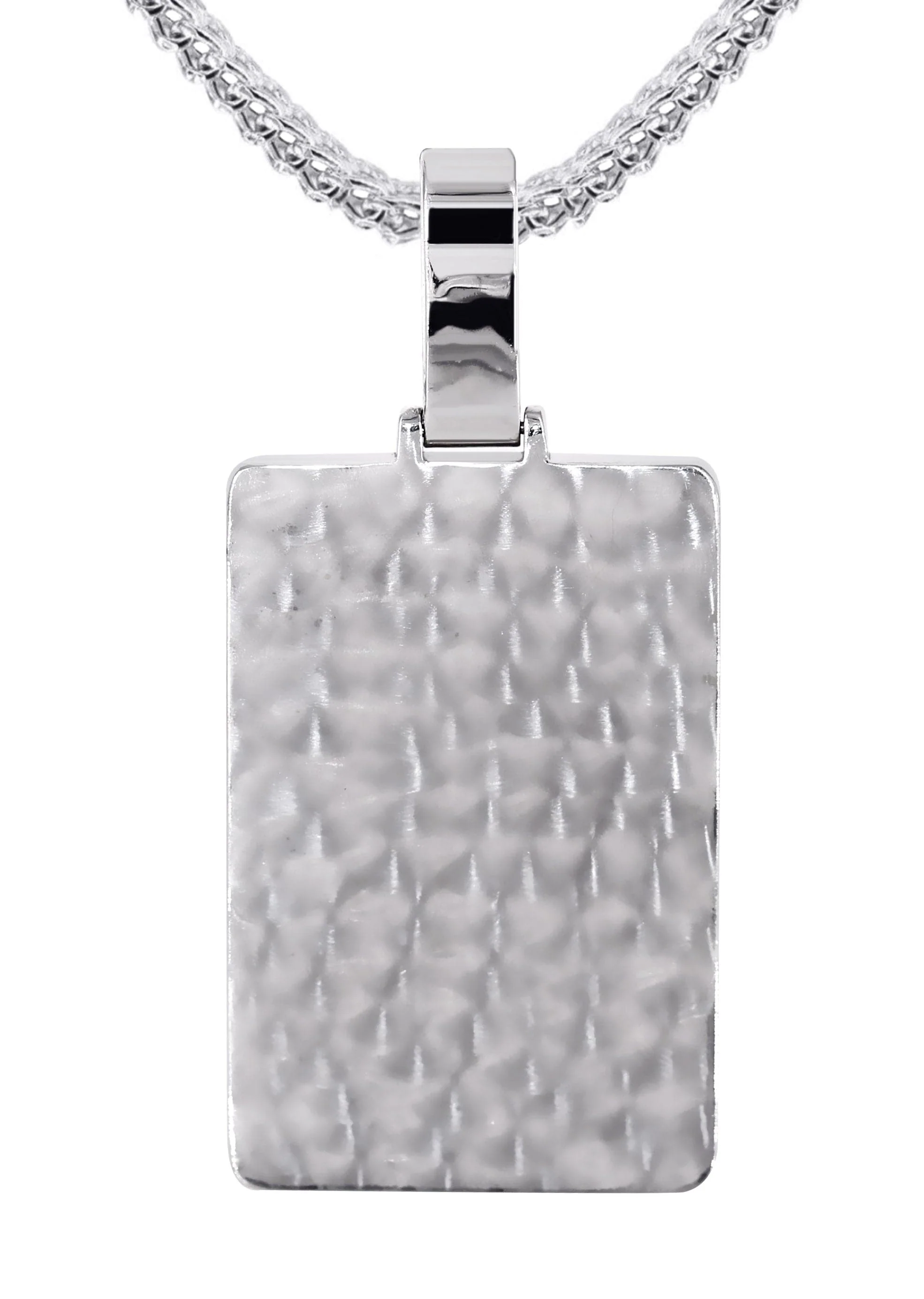 14K White Gold Dog Tag Diamond Necklace | 10.8 Carats - Image 3