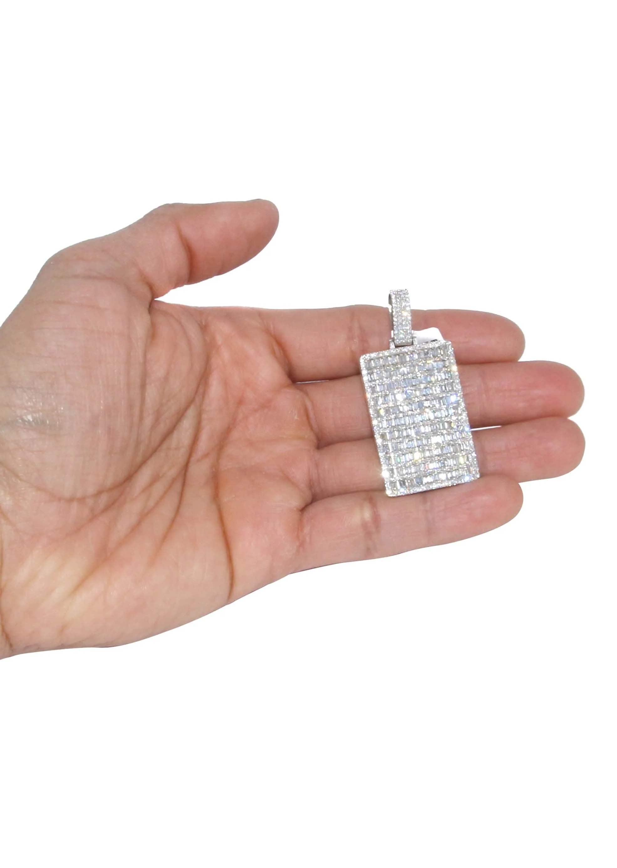 14K White Gold Dog Tag Diamond Necklace | 10.8 Carats - Image 5