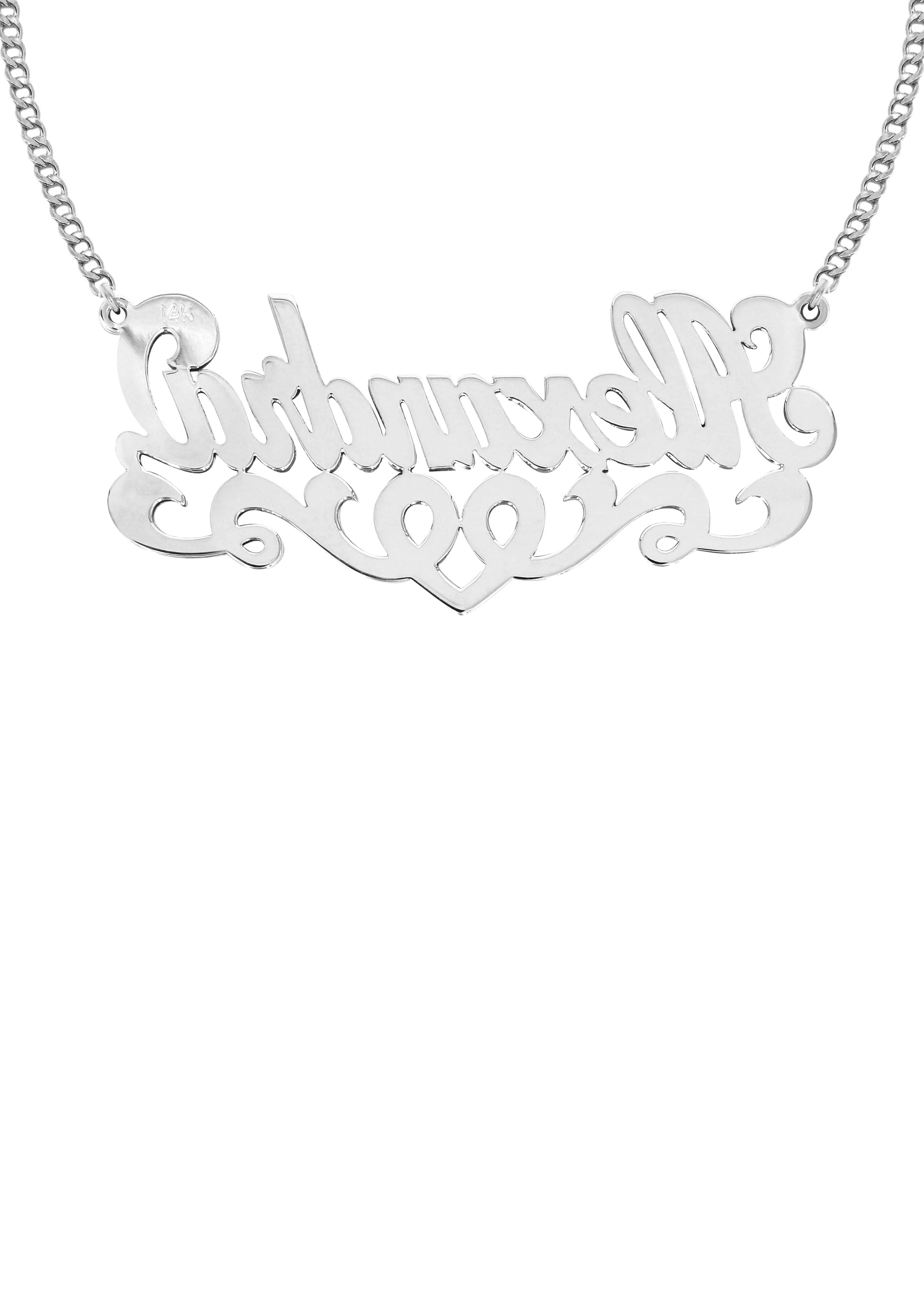 14K White Gold  Full Diamond Name Plate Necklace | Style #25 - Image 2