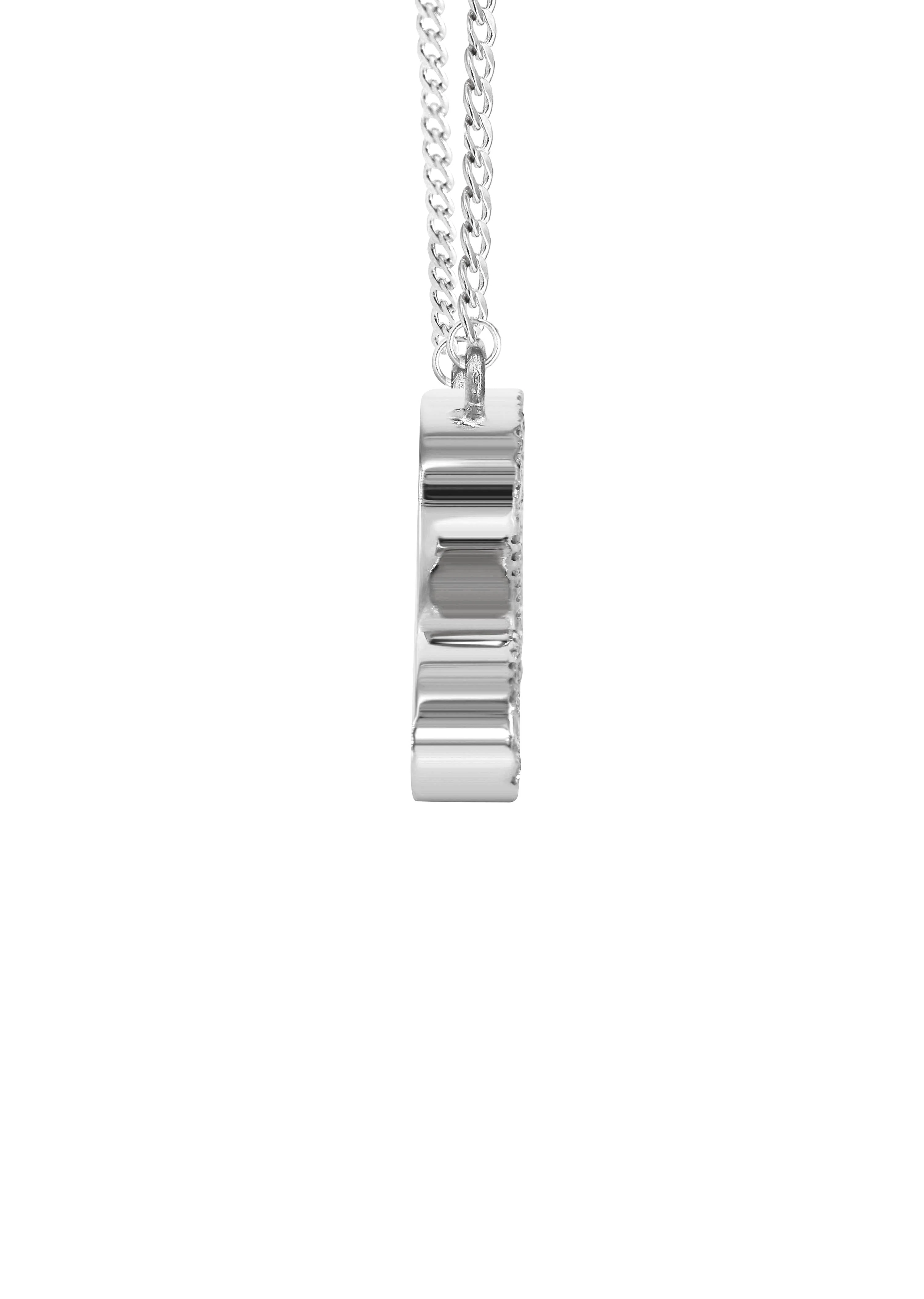 14K White Gold Full Diamond Name Plate Necklace | Style #75 - Image 3