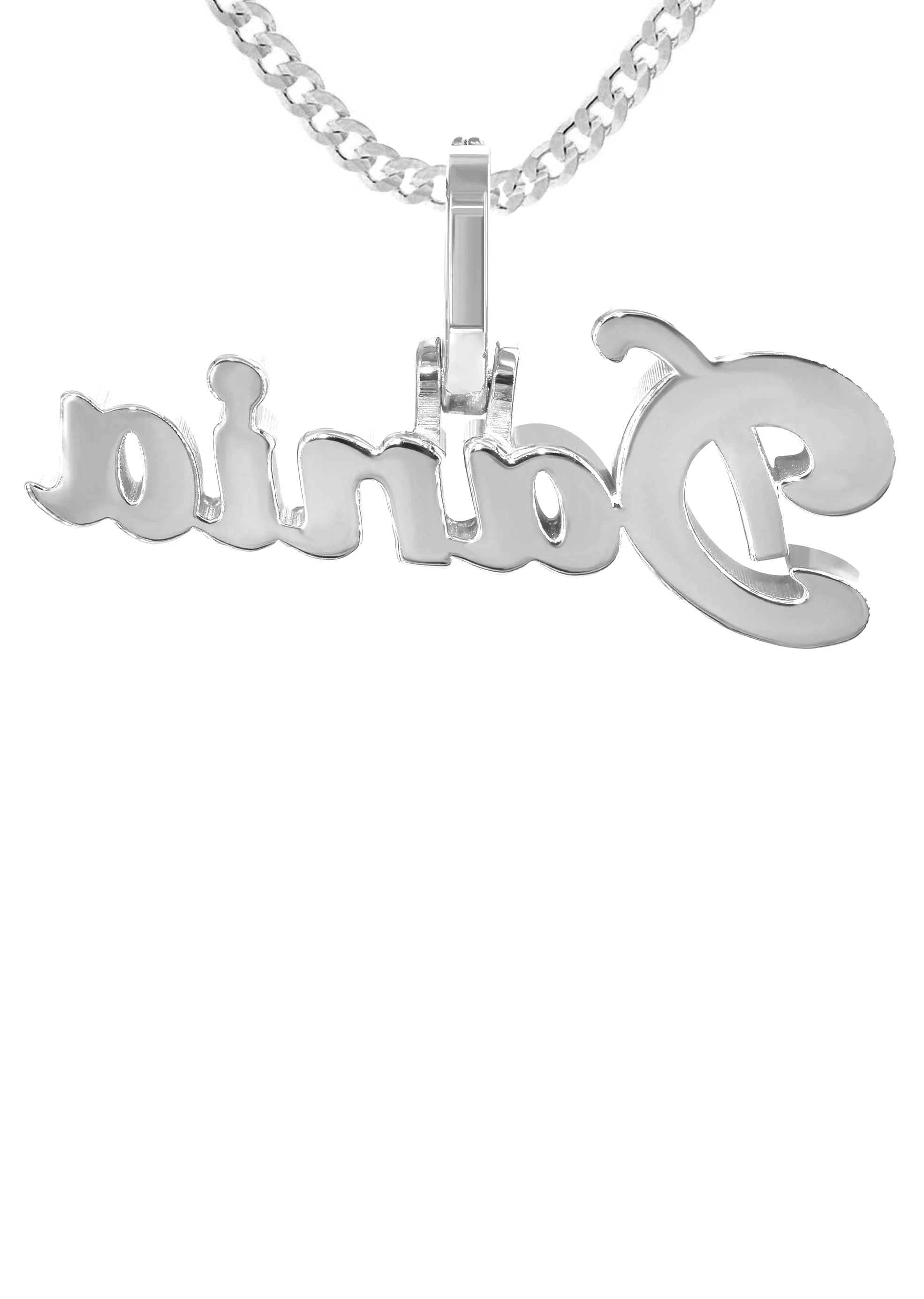 14K White Gold Full Diamond Name Plate Necklace | Style #27 - Image 2