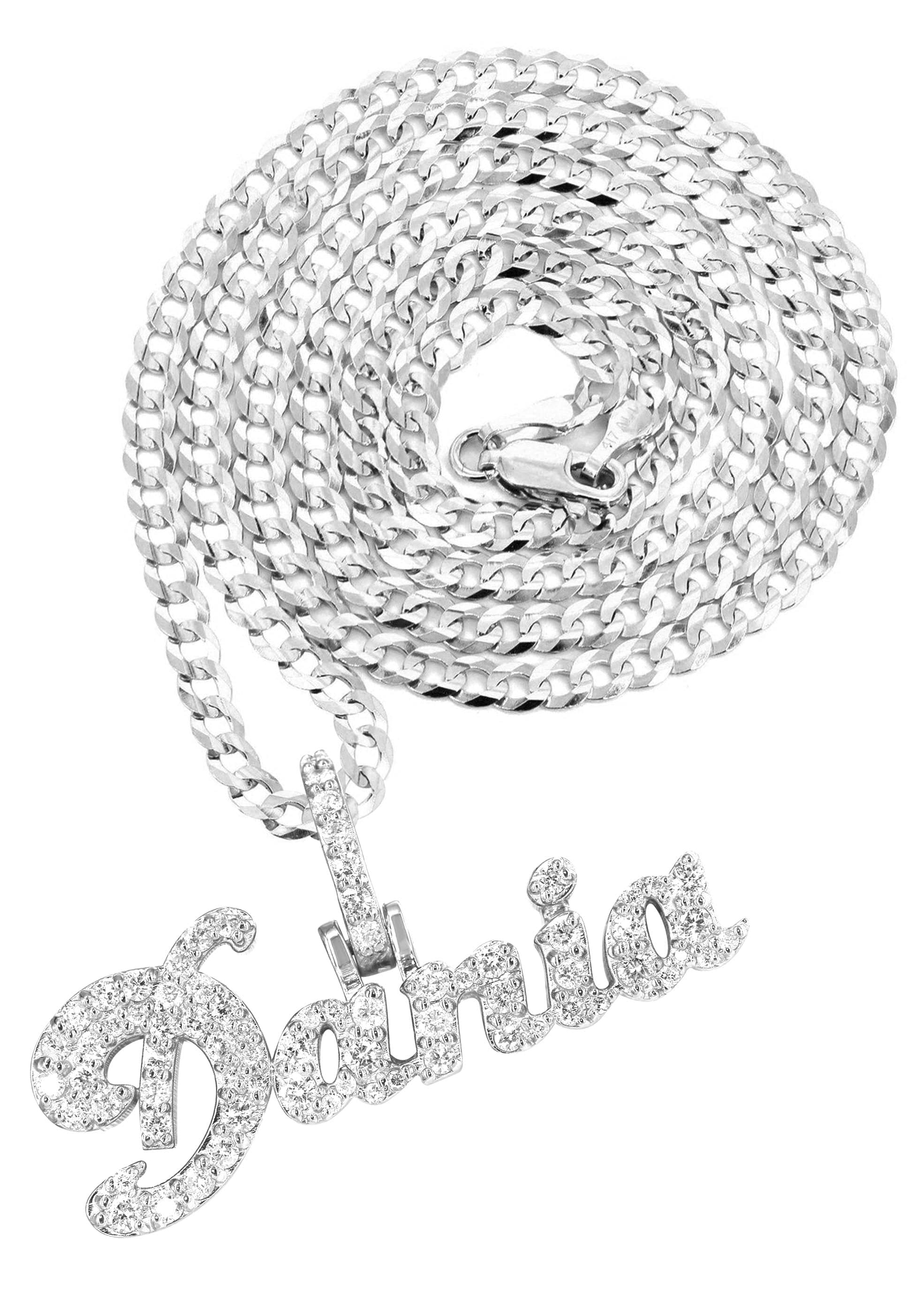 14K White Gold Full Diamond Name Plate Necklace | Style #27 - Image 3