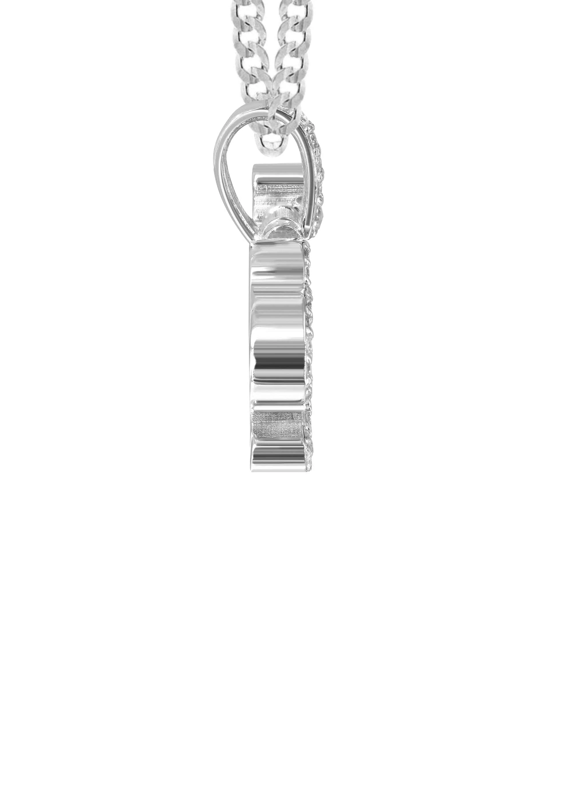 14K White Gold Full Diamond Name Plate Necklace | Style #27 - Image 4