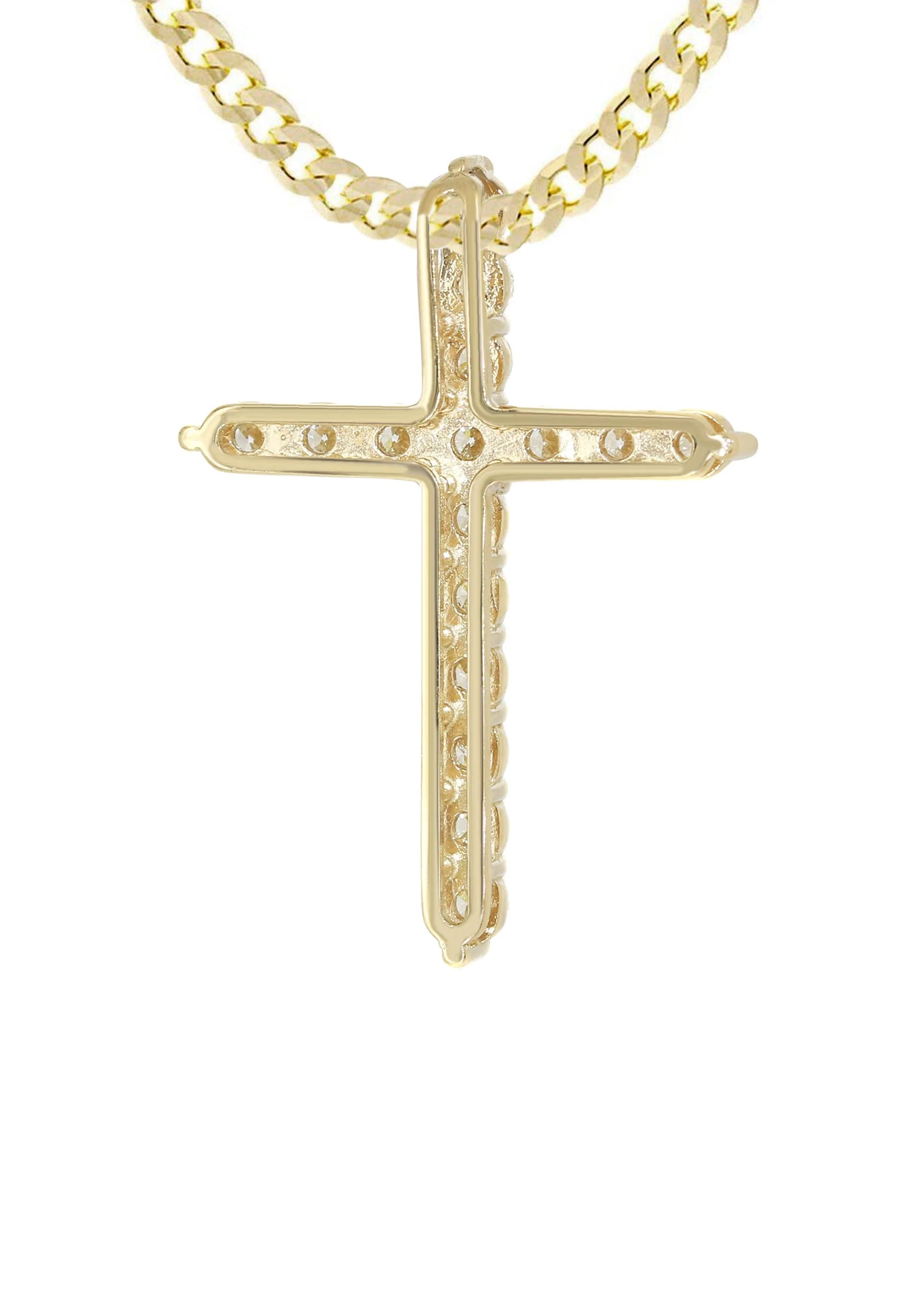 14K Yellow Gold Diamond Cross Necklace  | 3.1 Carats - Image 3