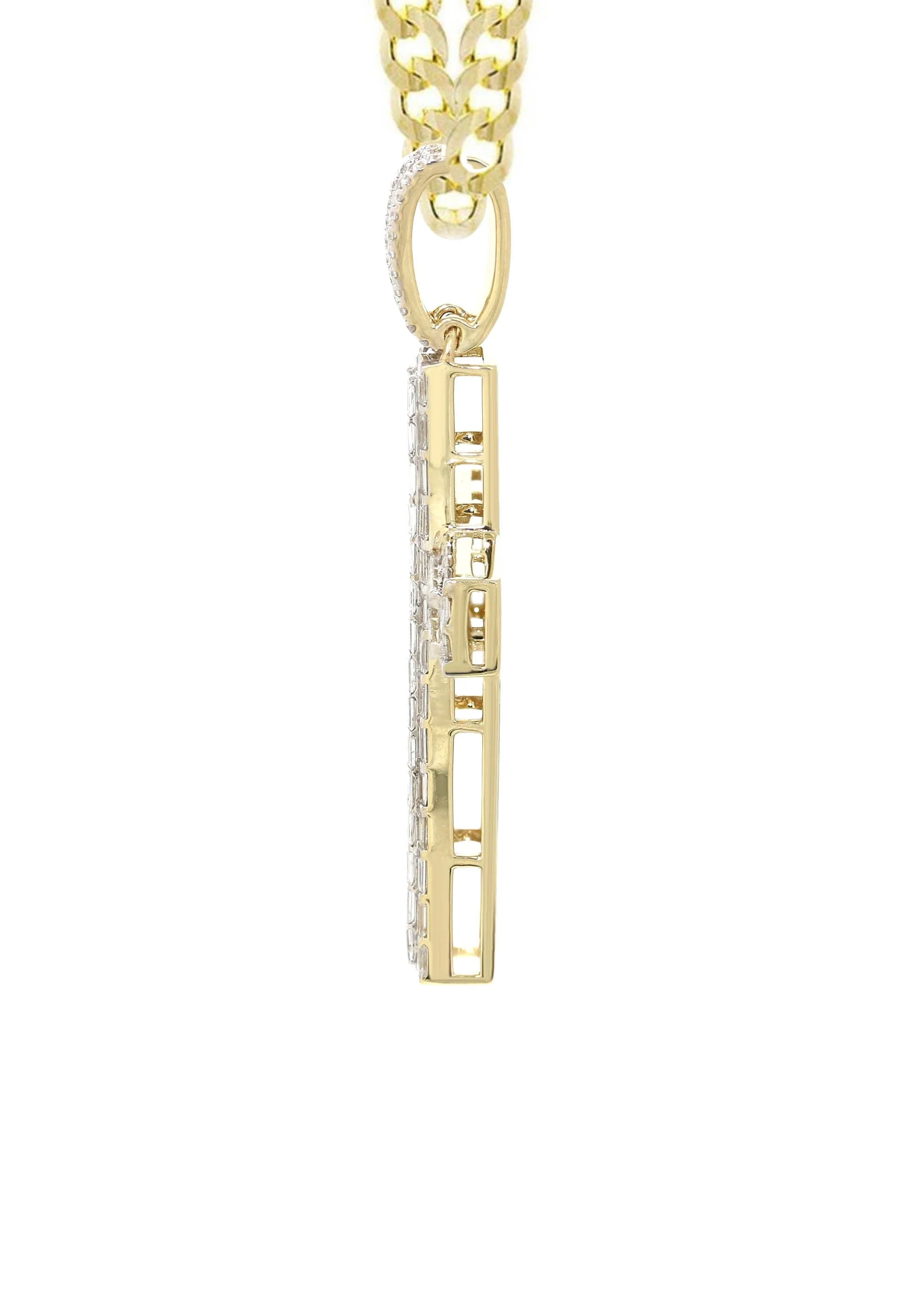 14K Yellow Gold Diamond Cross Necklace  | 4.19 Carats - Image 4