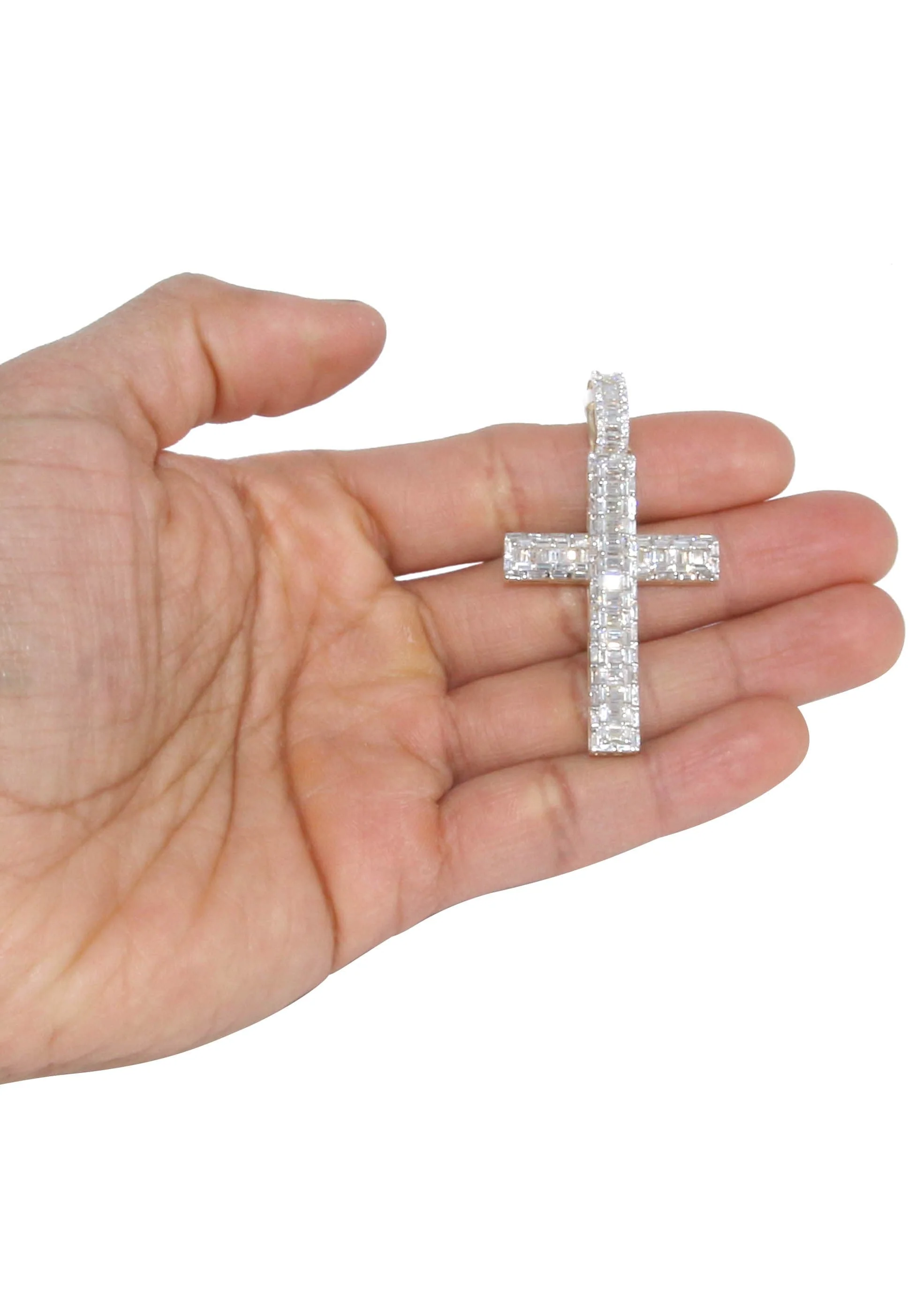 14K Yellow Gold Diamond Cross Necklace  | 4.19 Carats - Image 5