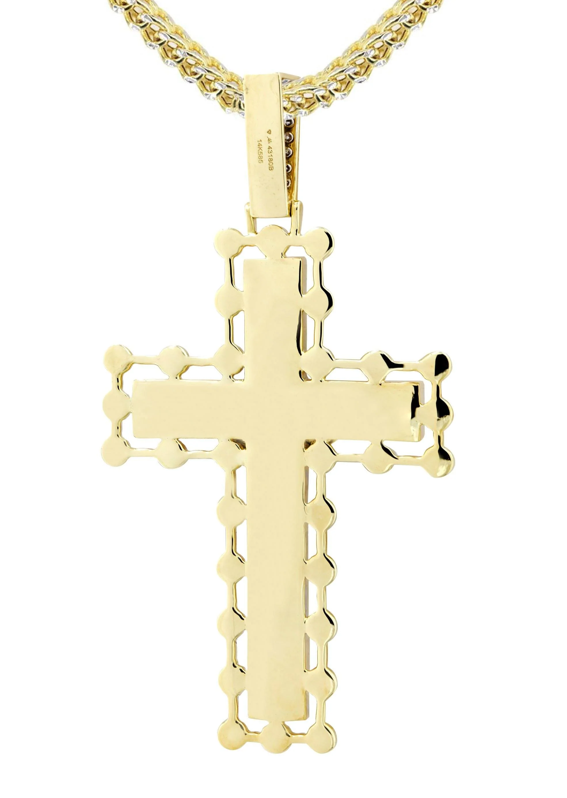 14K Yellow Gold Cross Diamond Necklace | 2.65 Carats - Image 3