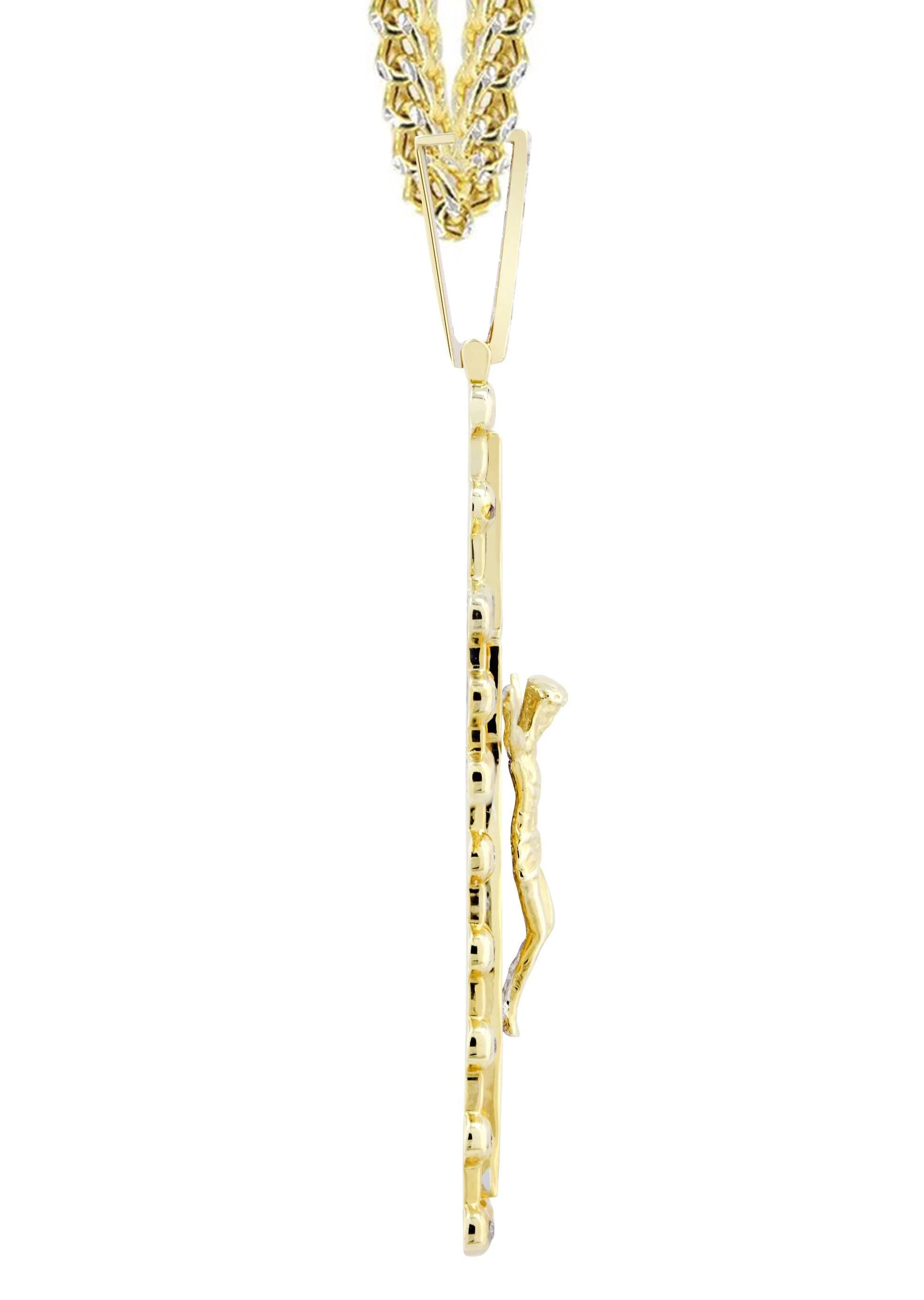 14K Yellow Gold Cross Diamond Necklace | 2.65 Carats - Image 4