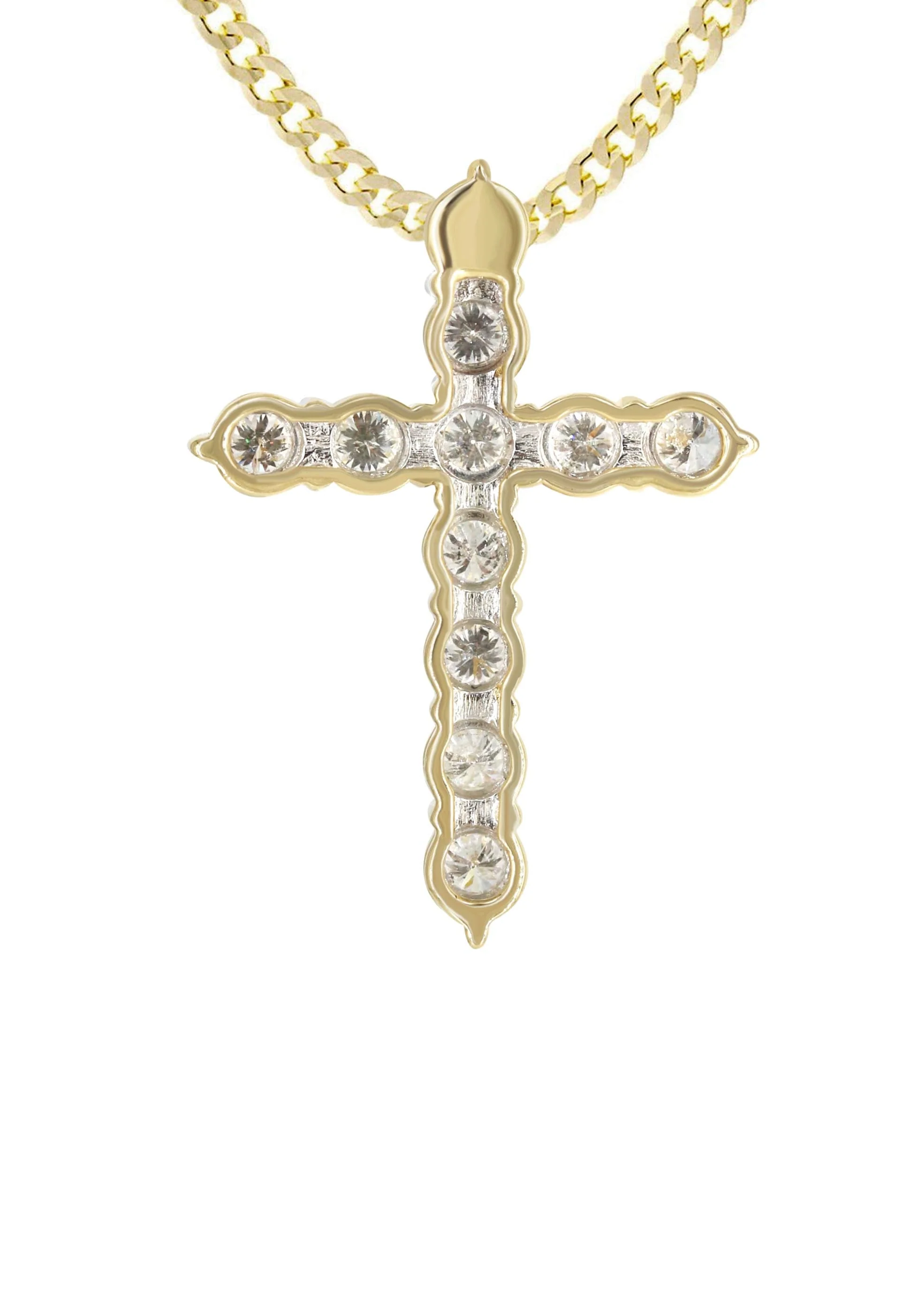 14K Yellow Gold Diamond Cross Necklace | 1.15 Carats - Image 3