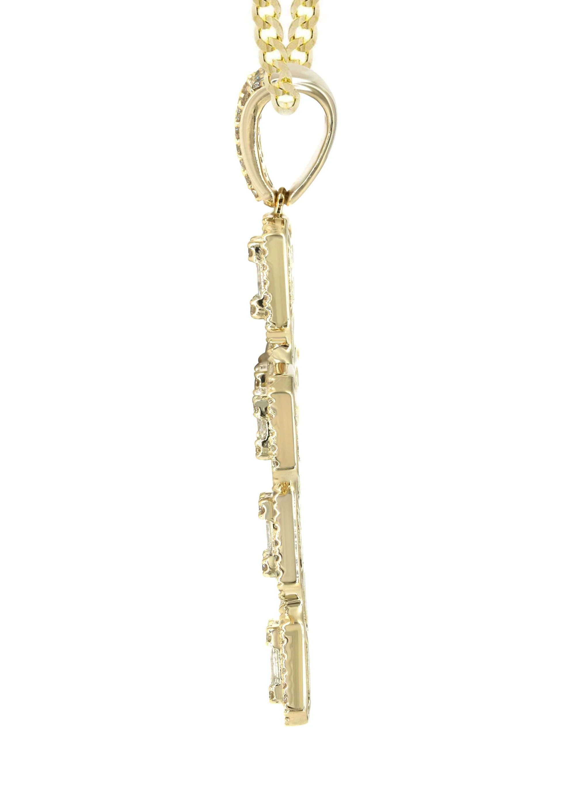 14K Yellow Gold Diamond Cross Necklace | 1.78 Carats - Image 4