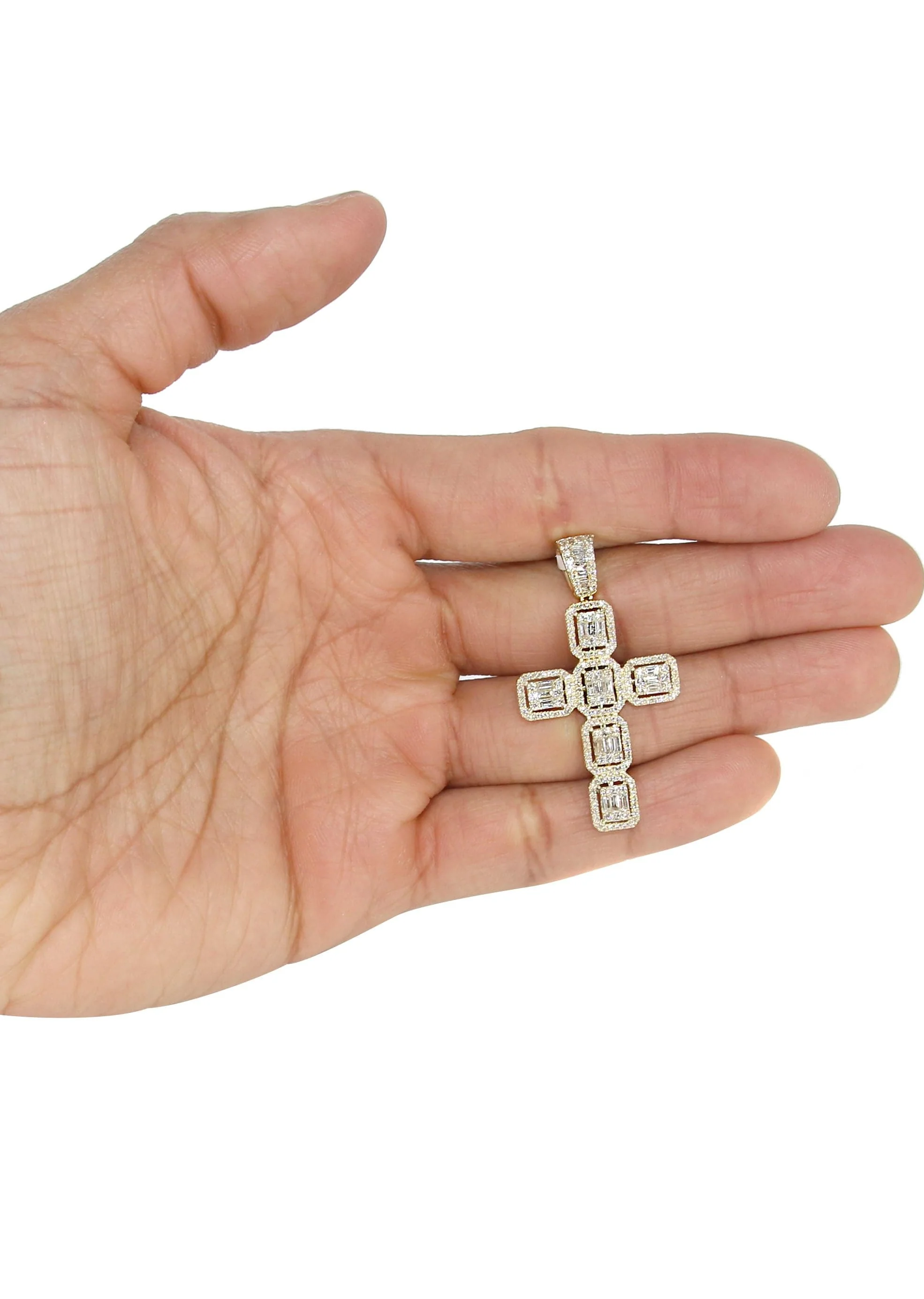 14K Yellow Gold Diamond Cross Necklace | 1.78 Carats - Image 5
