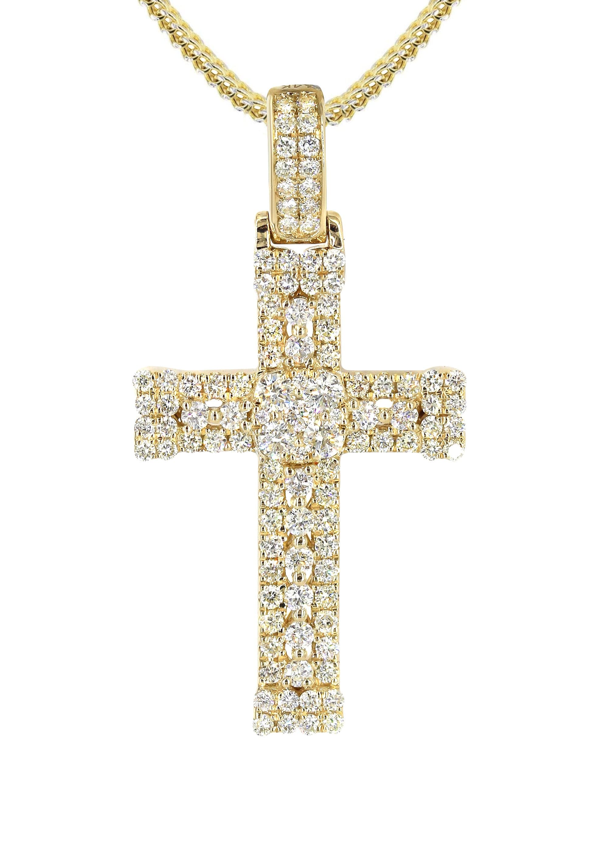 14K Yellow Gold Diamond Cross Necklace | 1.04 Carats - Image 2