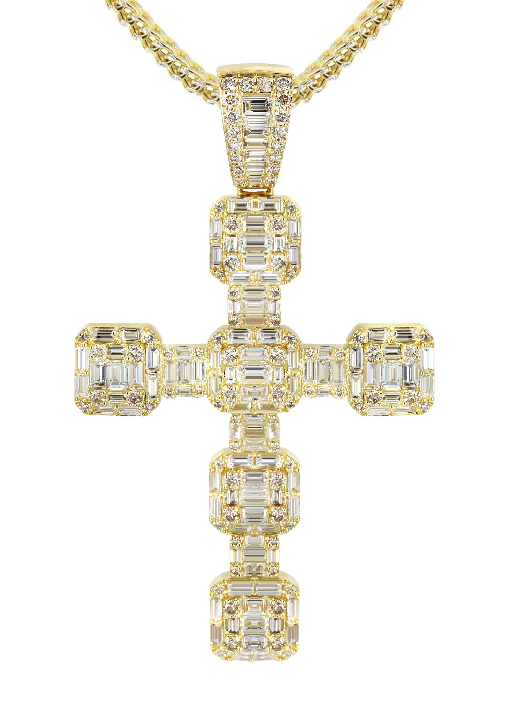 14K Yellow Gold Diamond Cross Necklace | 2.68 Carats - Image 2