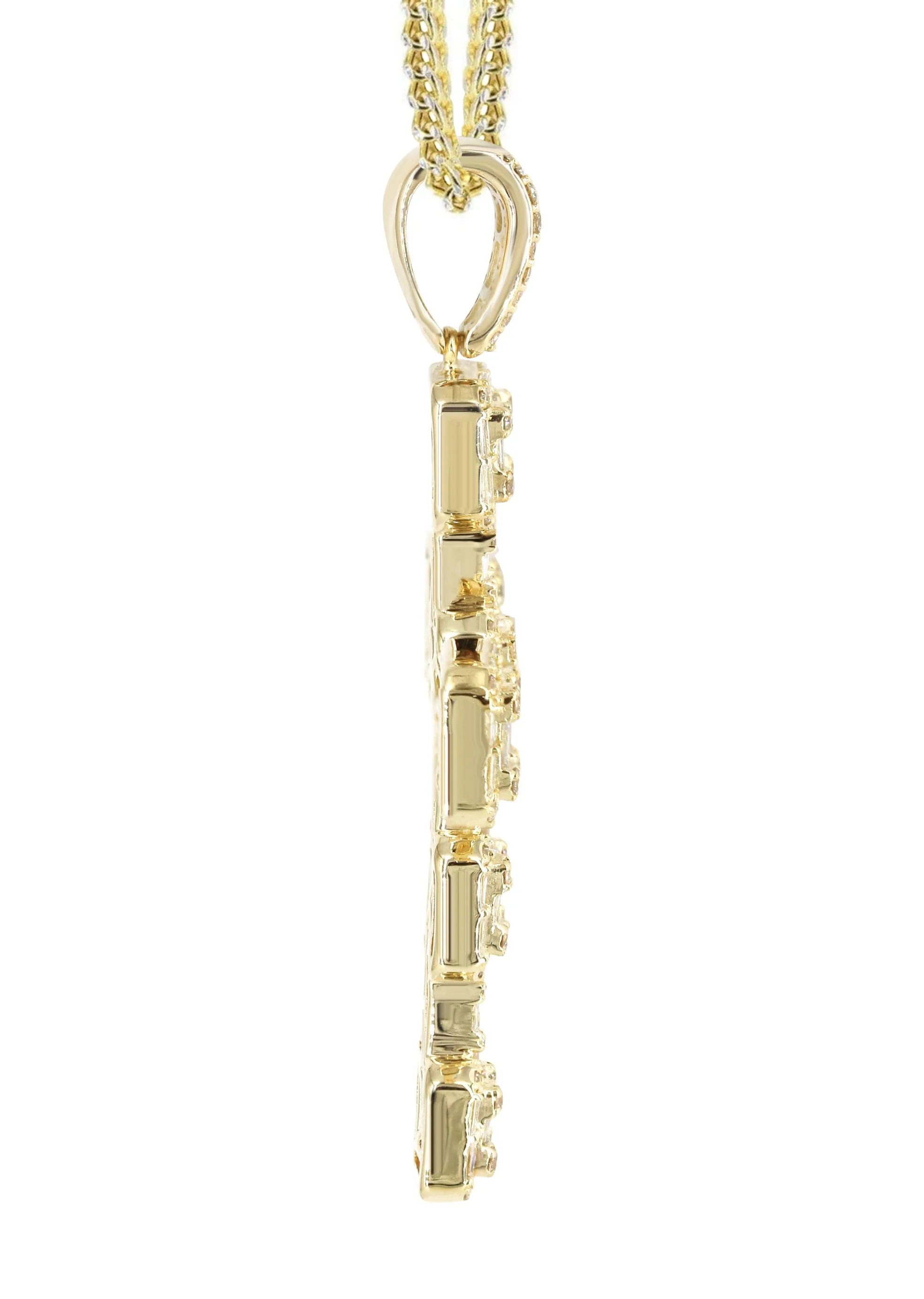 14K Yellow Gold Diamond Cross Necklace | 2.68 Carats - Image 4