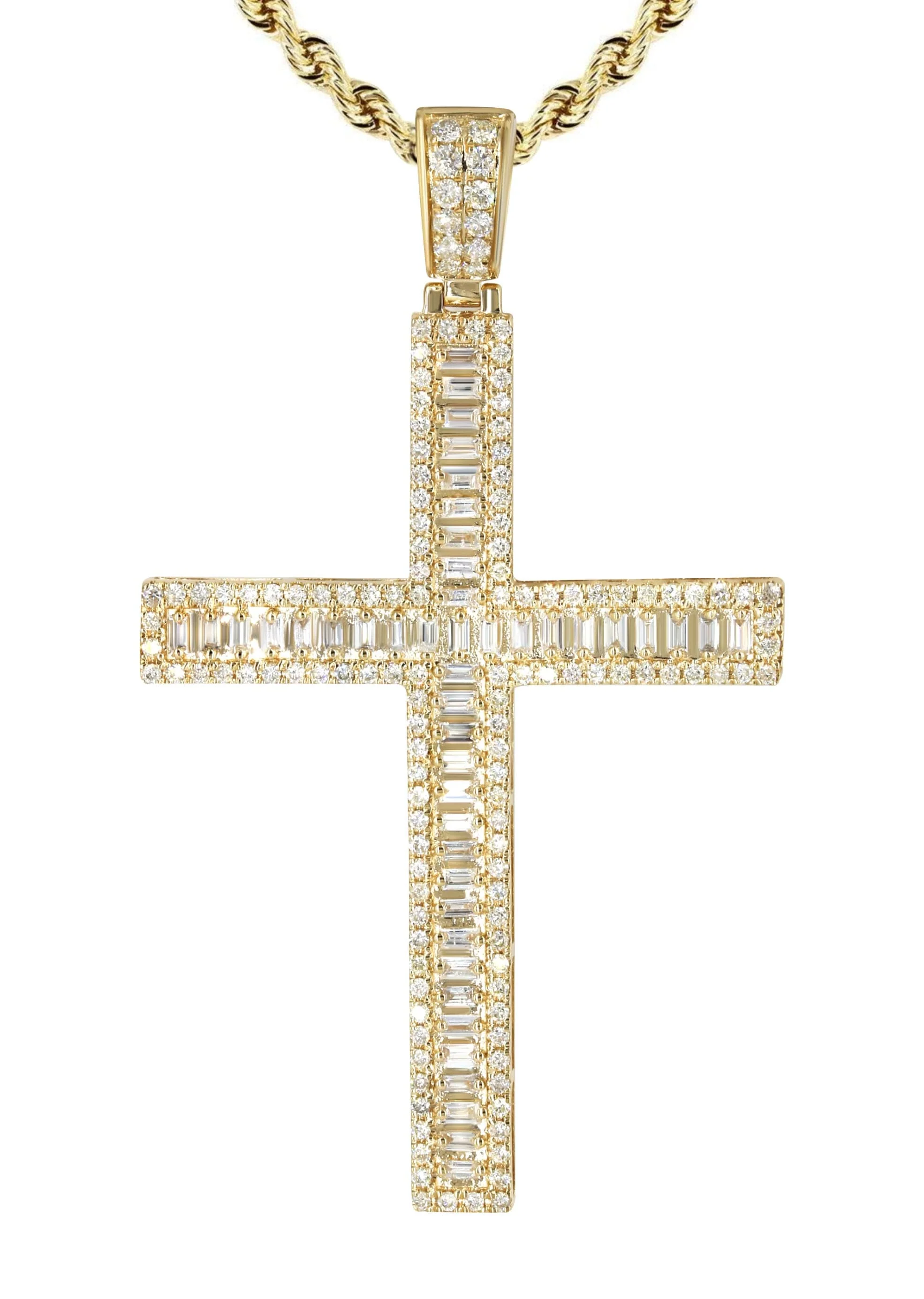 14K Yellow Gold Diamond Cross Necklace | 1.94 Carats - Image 2
