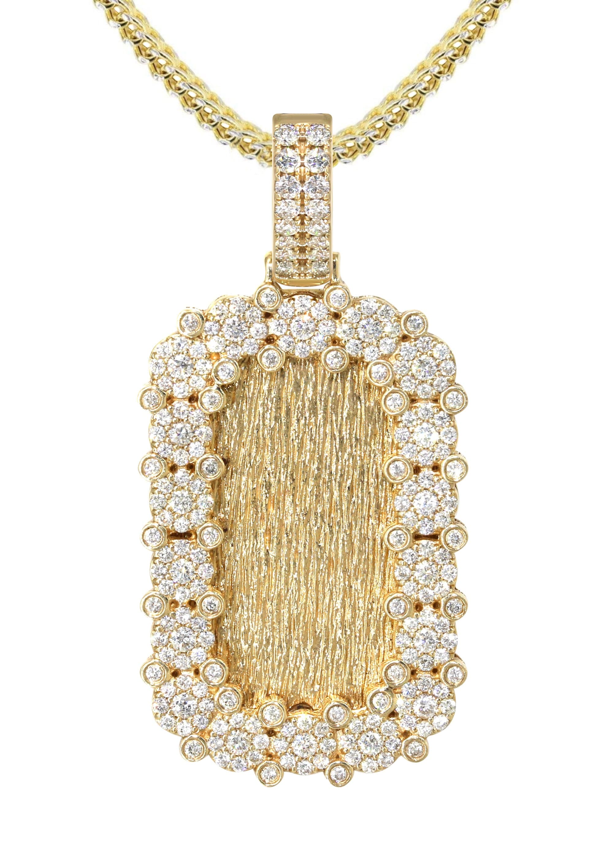 14K Yellow Gold Diamond Dog Tag Necklace | 2.76 Carats - Image 2