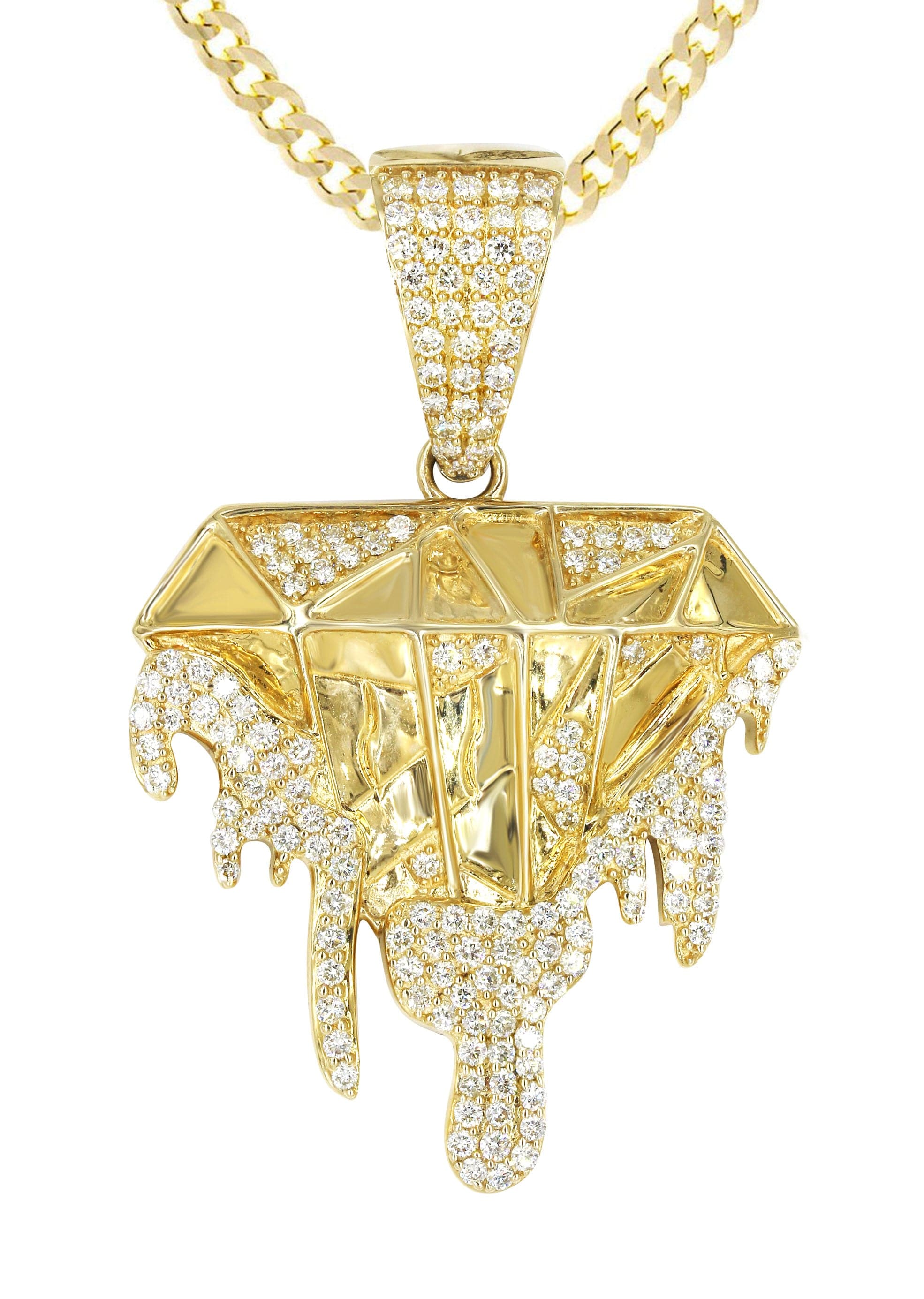 14K Yellow Gold Diamond Drip Necklace | 1.85 Carats - Image 2