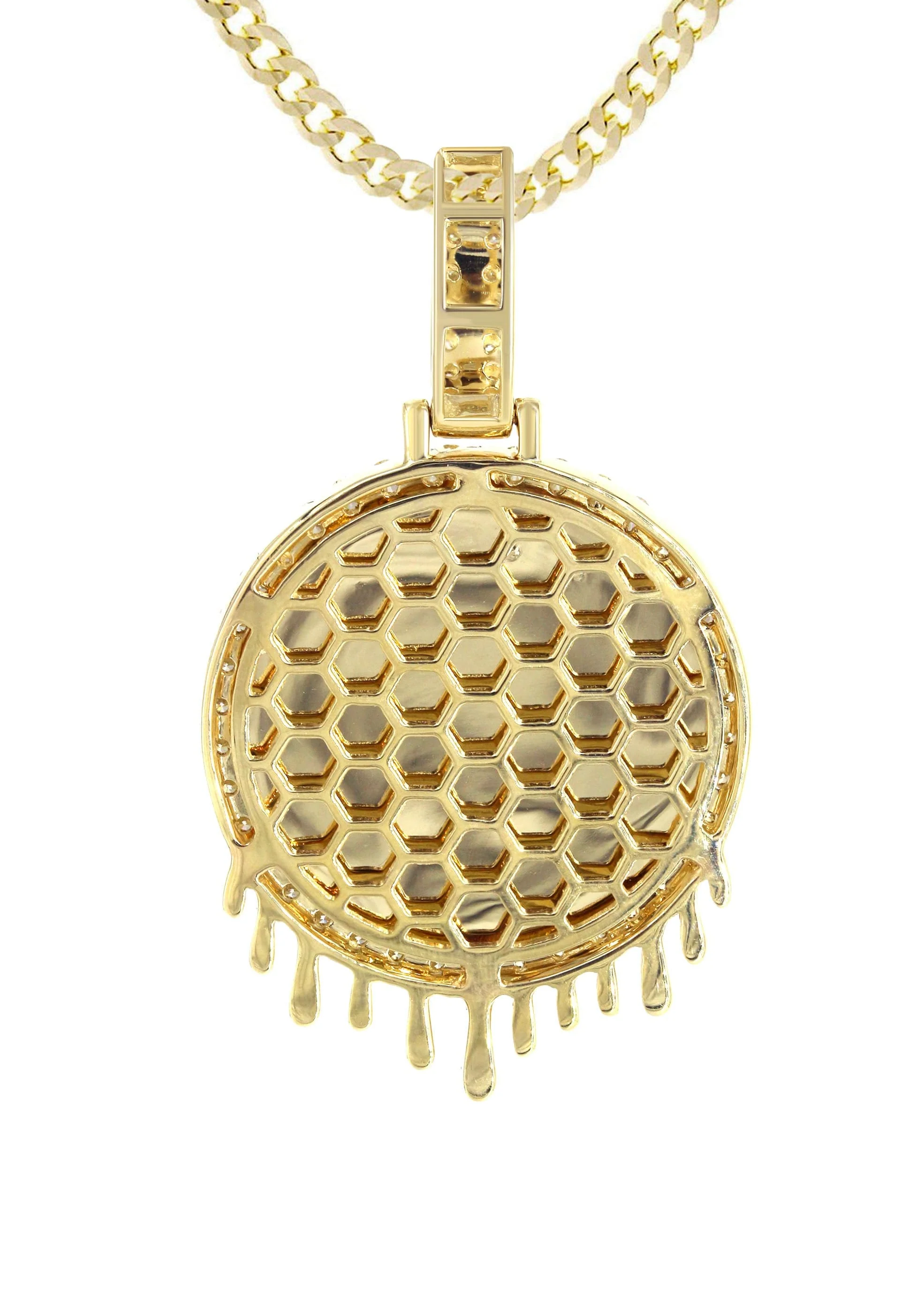 14K Yellow Gold Diamond Round Drip Picture Pendant Necklace | 2.5 Carats | Appx. 21.9 Grams - Image 3