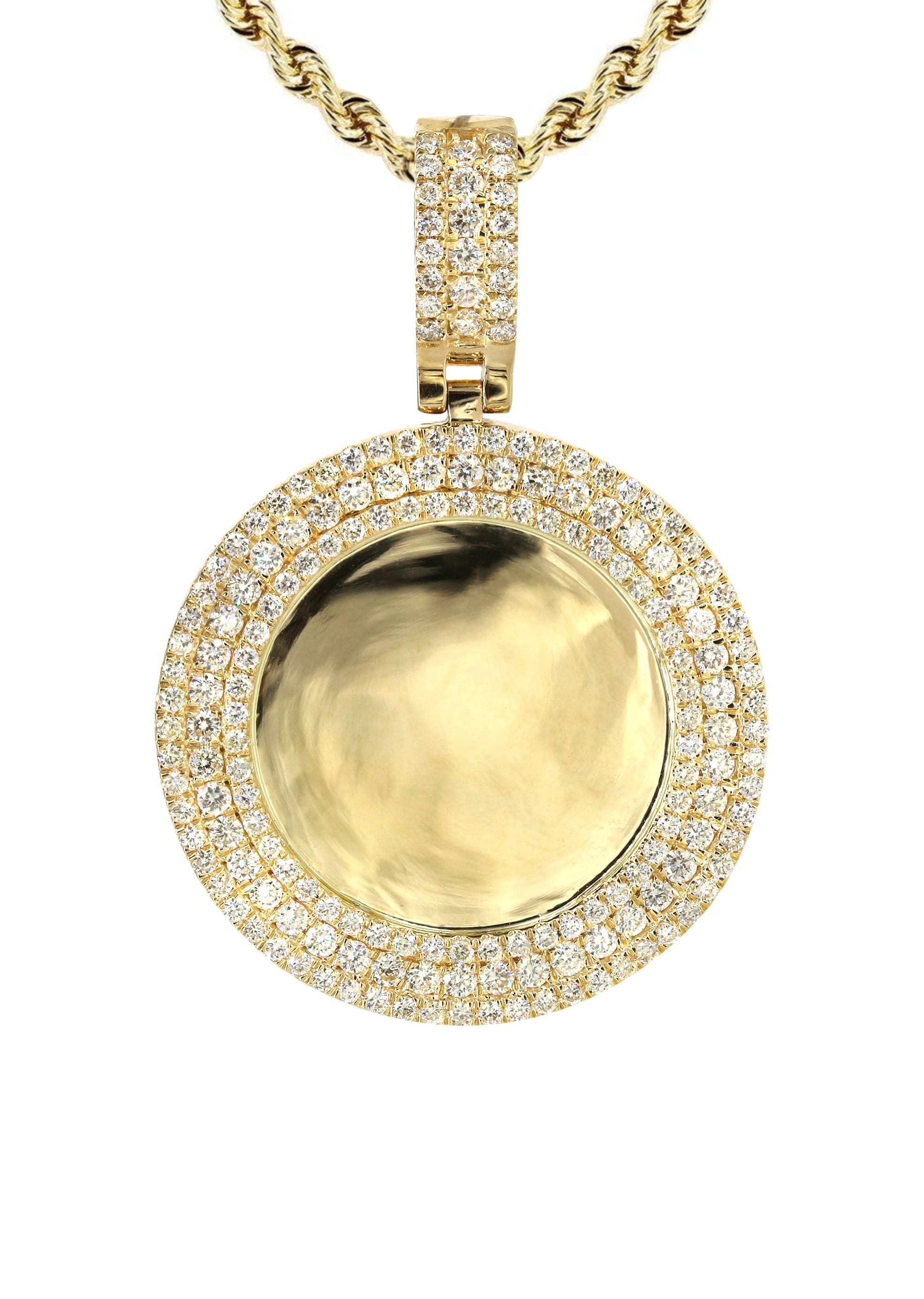 14K Yellow Gold Diamond Round Picture Pendant Necklace | 2.75 Carats | Appx. 22.9 Grams - Image 2