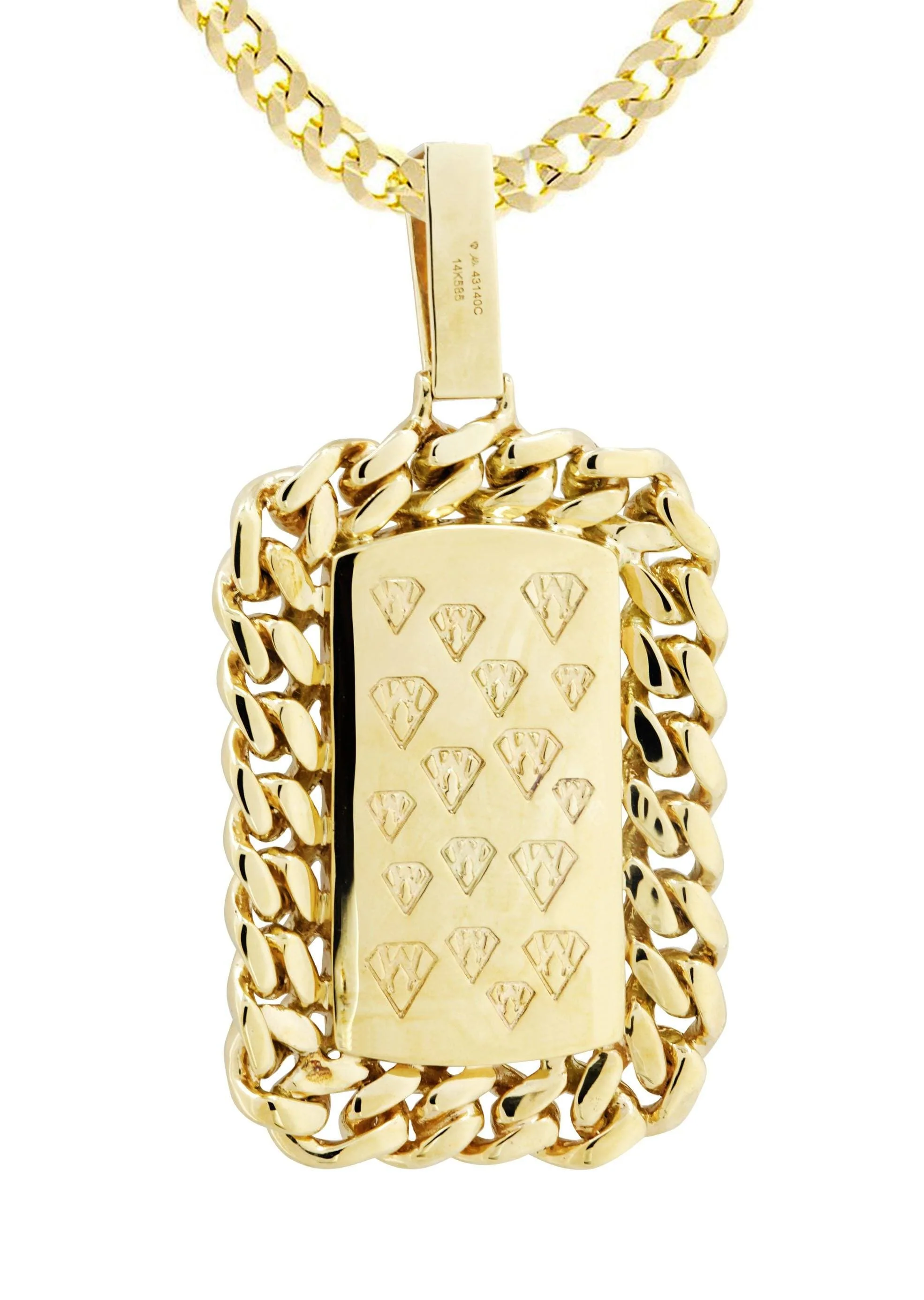14K Yellow Gold Dog Tag Diamond Necklace | 0.87 Carats - Image 3