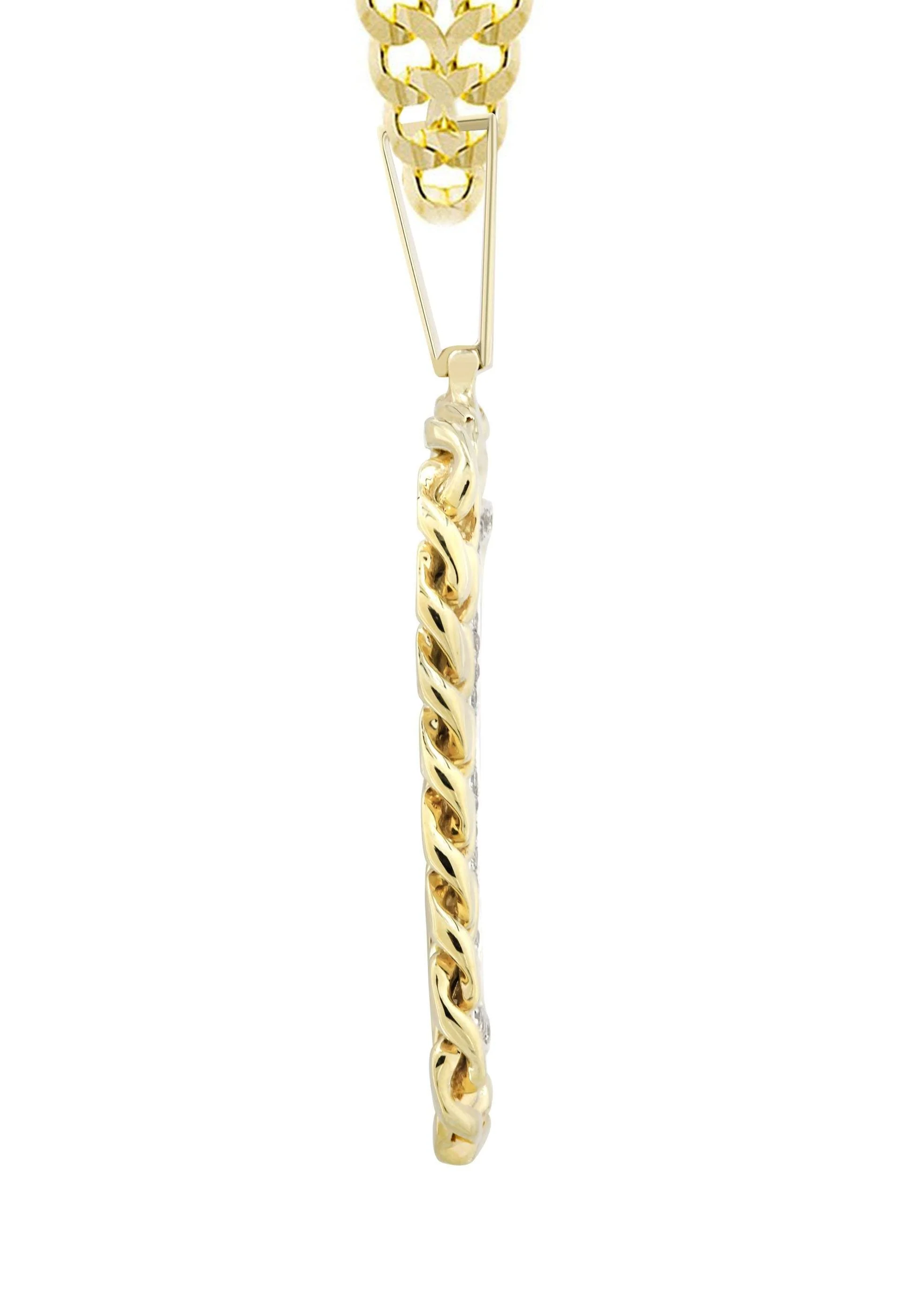 14K Yellow Gold Dog Tag Diamond Necklace | 0.87 Carats - Image 4