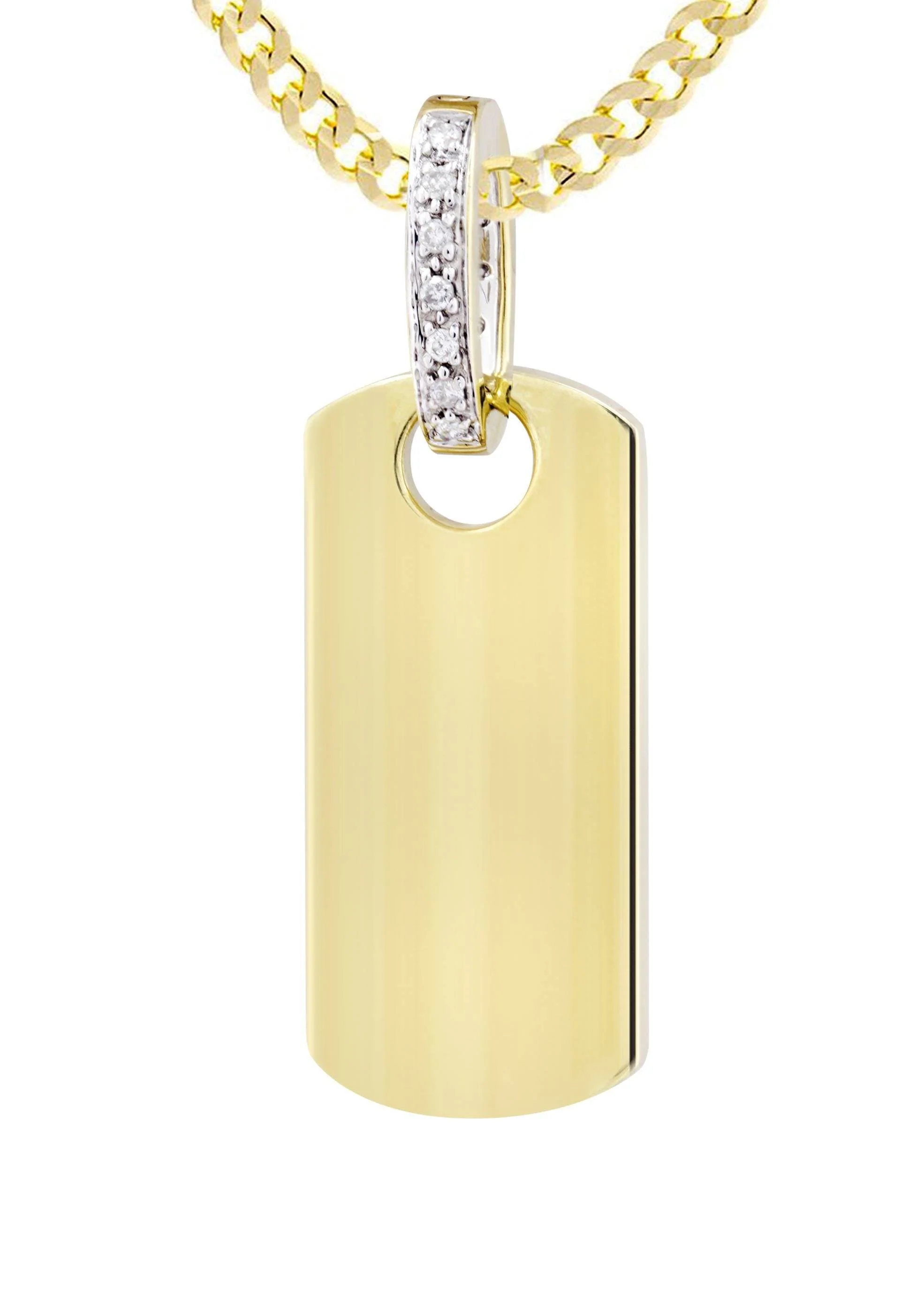14K Yellow Gold Dog Tag Diamond Necklace | 1.82 Carats - Image 3