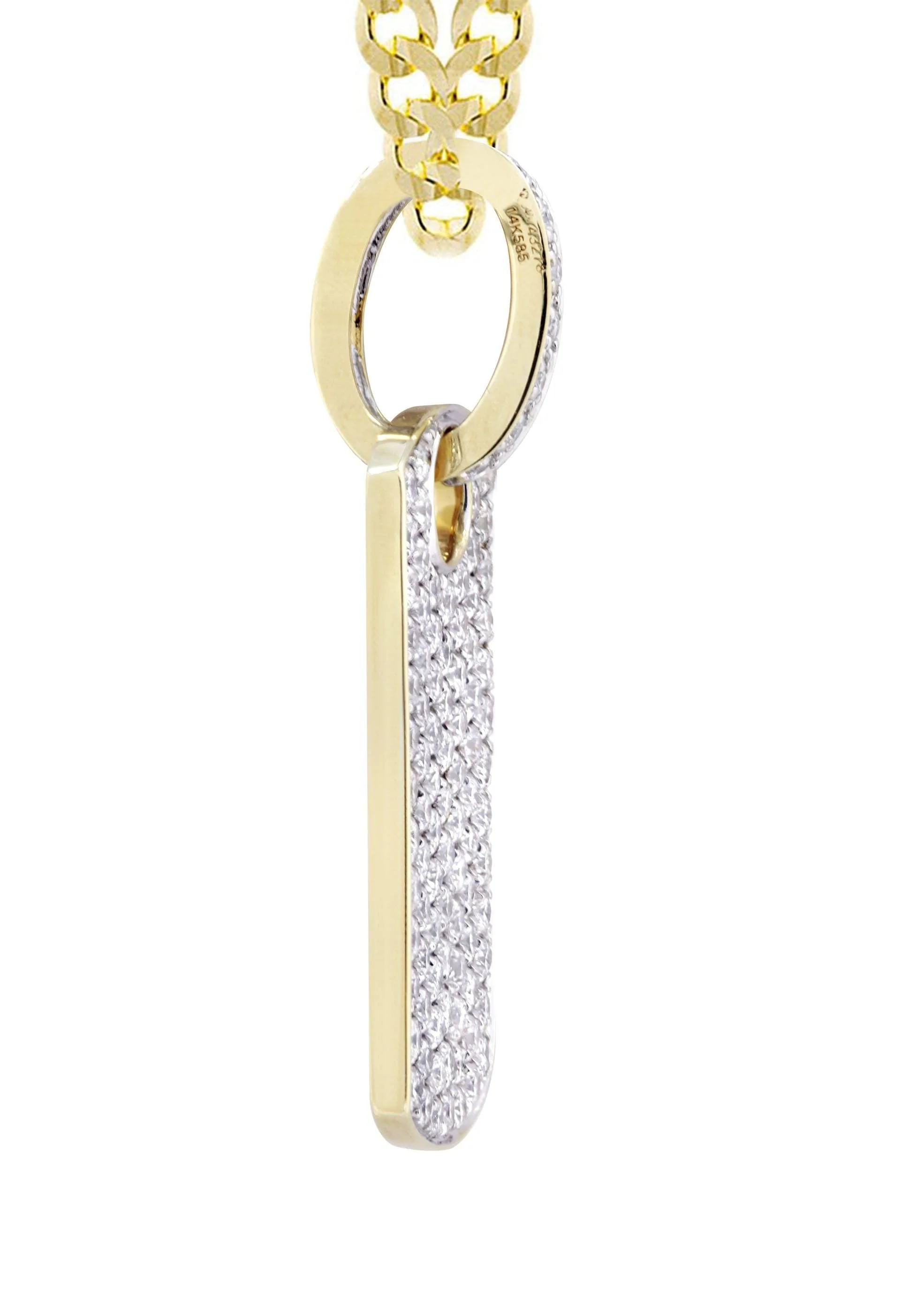14K Yellow Gold Dog Tag Diamond Necklace | 1.82 Carats - Image 4