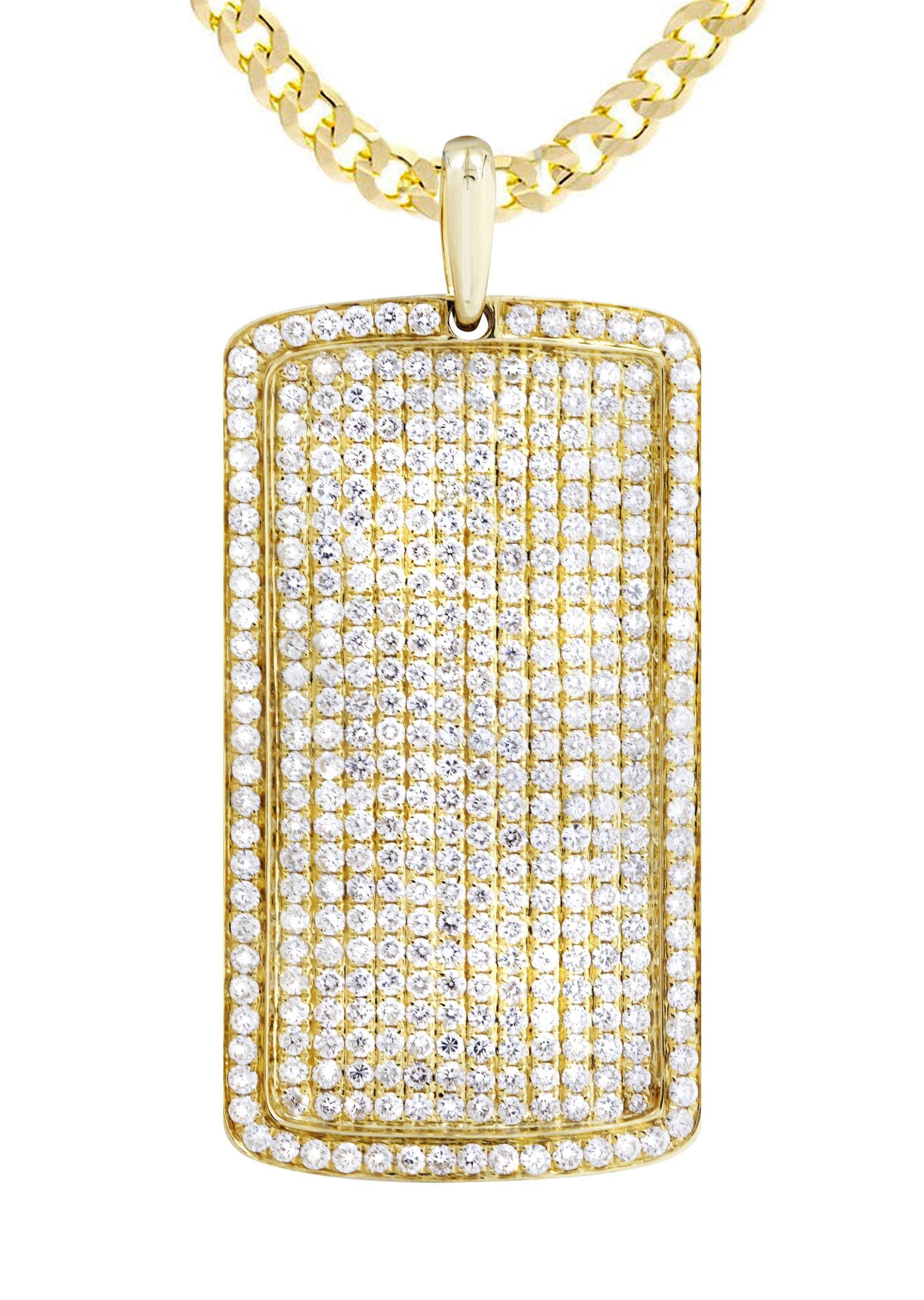 14K Yellow Gold Dog Tag Diamond Necklace | 6.52 Carats - Image 2